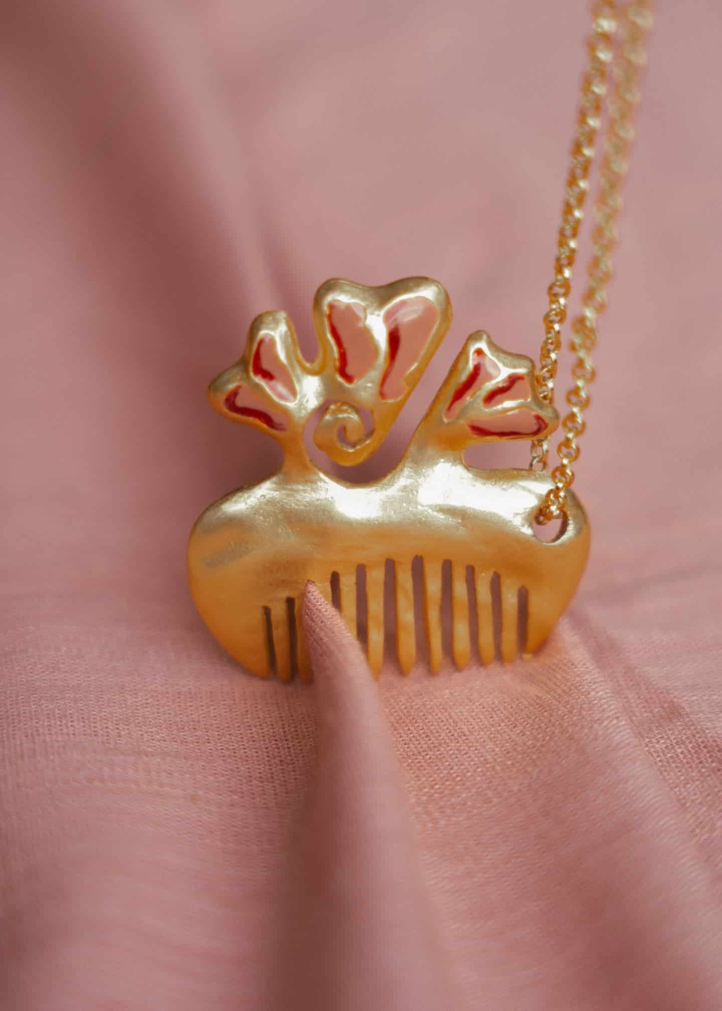 TERRACOTTA HAIR COMB CHAIN - miniatura 1