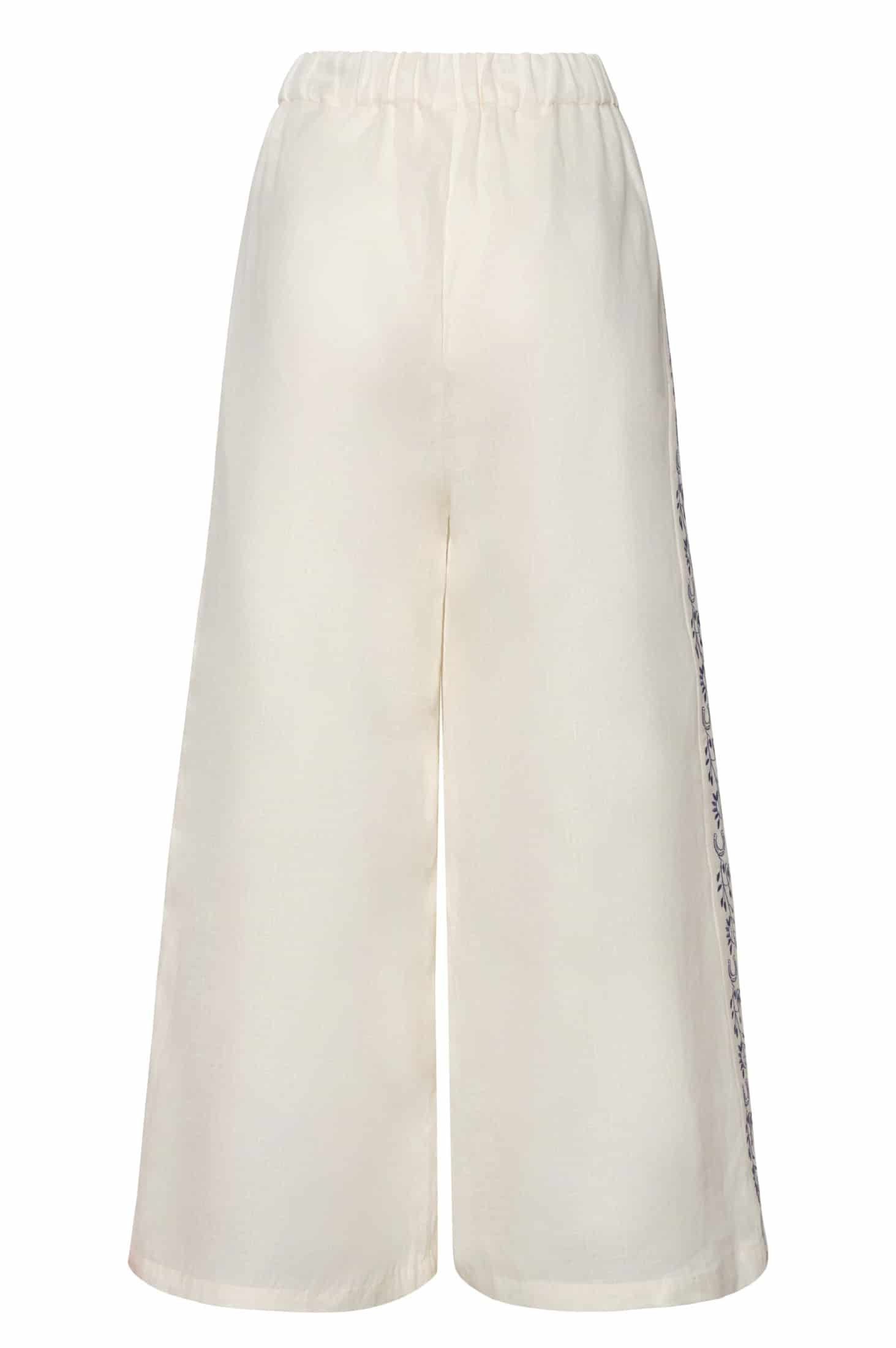 Jared Linen Capri Pants / Ivory Blue Horseshoes - miniatura 4