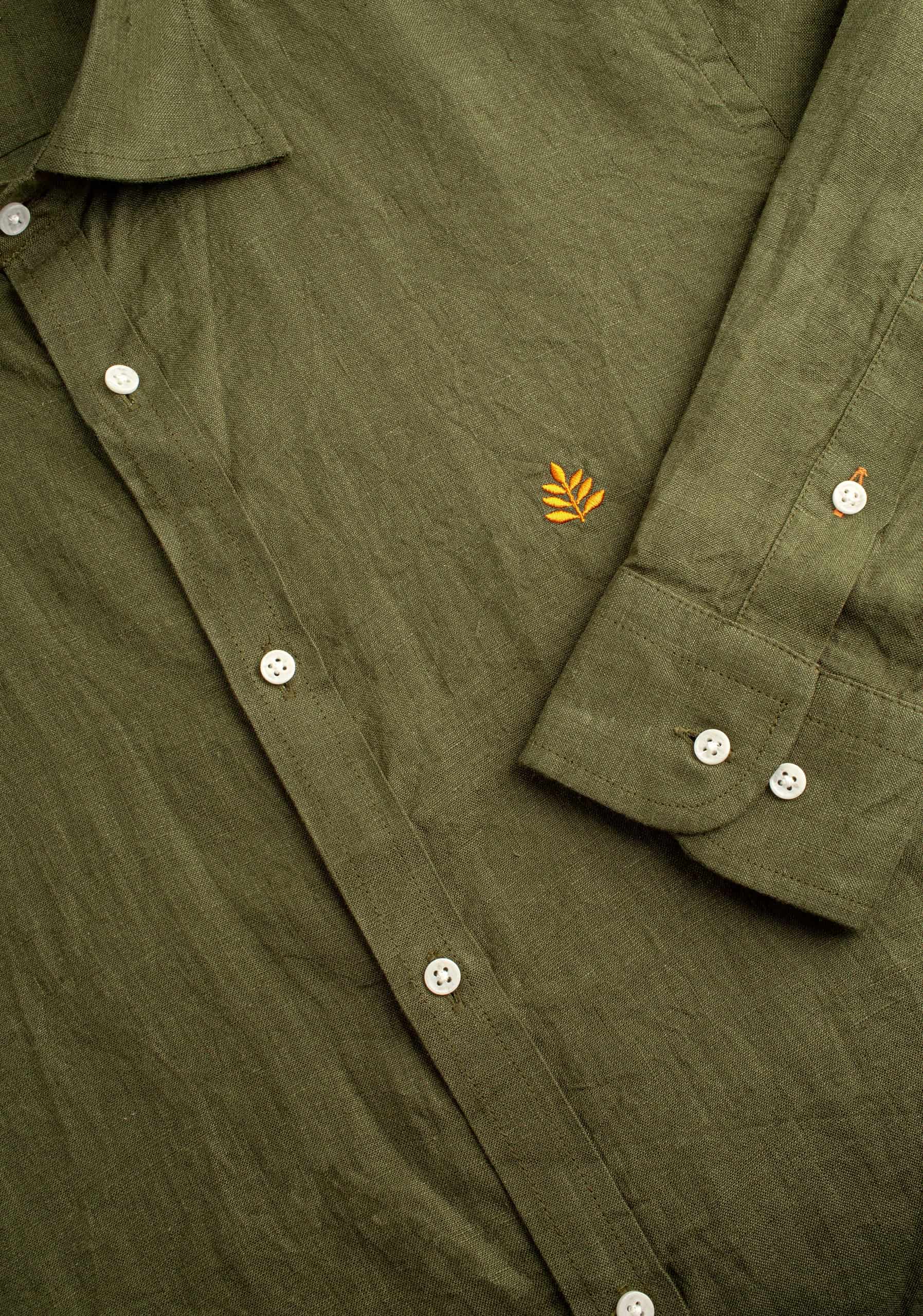 Camisa H CI Lino L-Ter Verde Olive - miniatura 3
