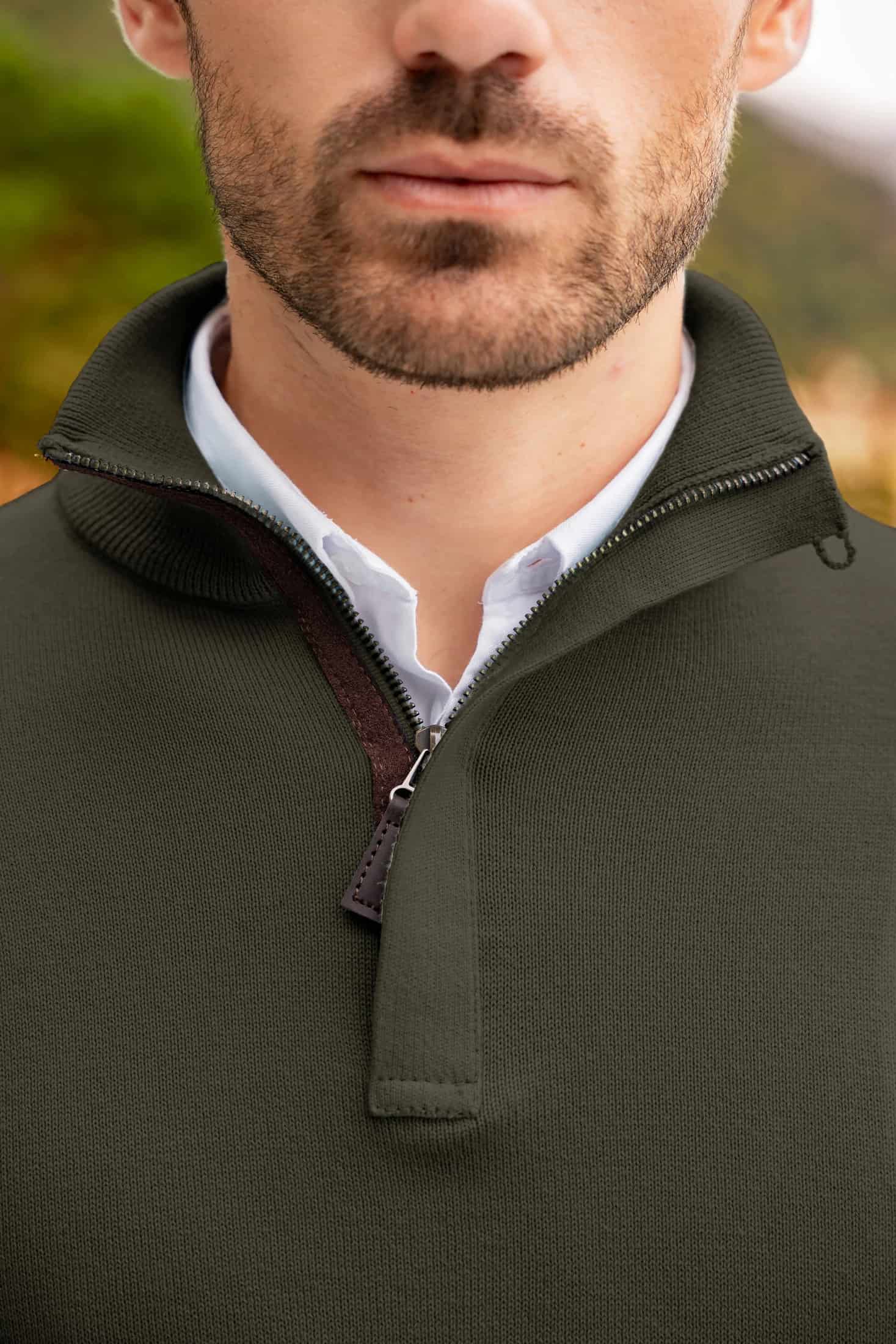 Suéter Halfzip Tesino Leggero Hombre Verde Militar - miniatura 2