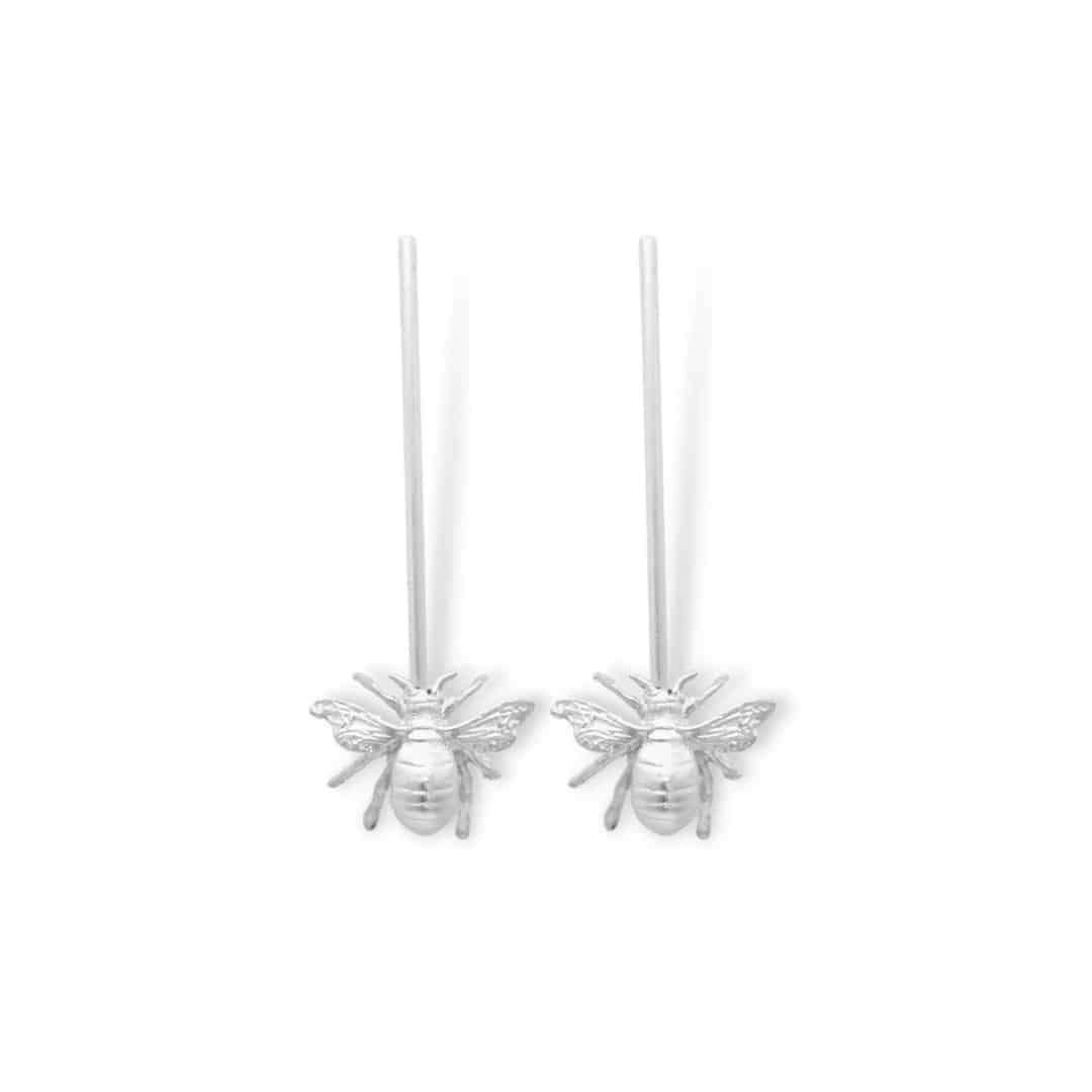Aretes largos con abeja pequeña - miniatura 2