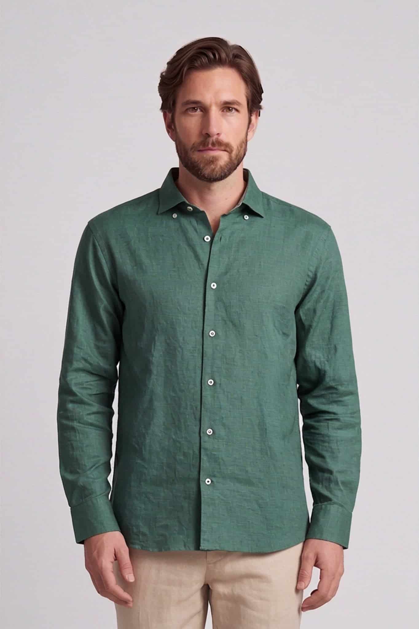 Camisa manga larga en Lino para hombre Jon Sonen 010225056 - miniatura 3