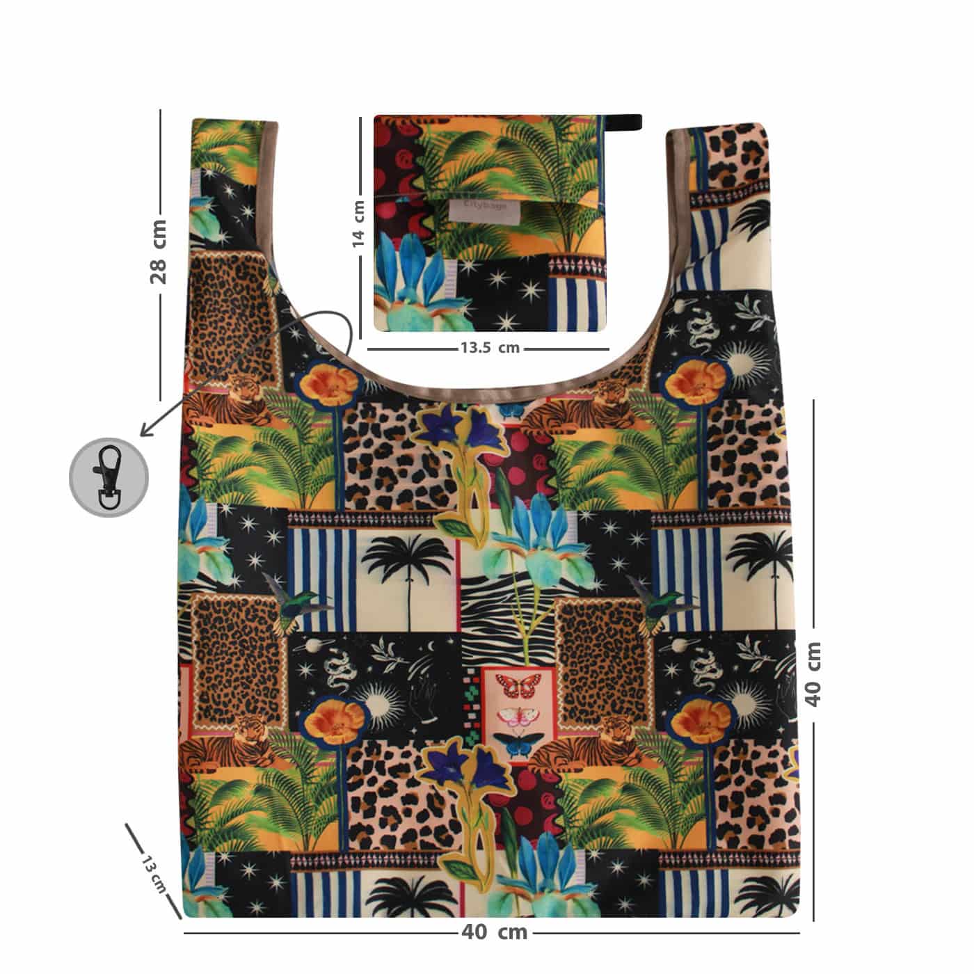 Bolsa Compras Tafeta Estampado Glam Citybags - miniatura 4