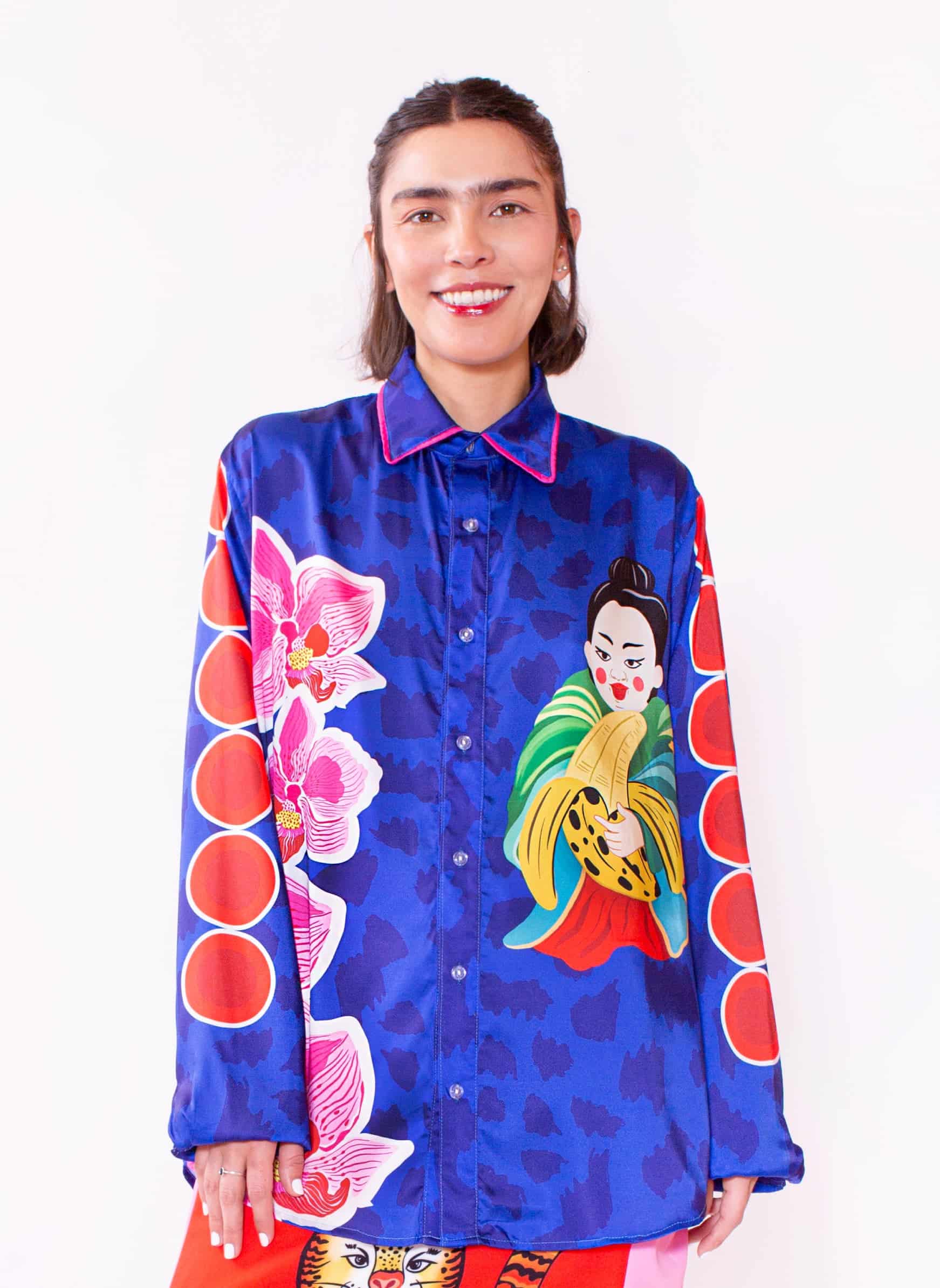 Camisa Manga Larga Unisex / Ilustración Dinastía Tropical Blu - miniatura 1