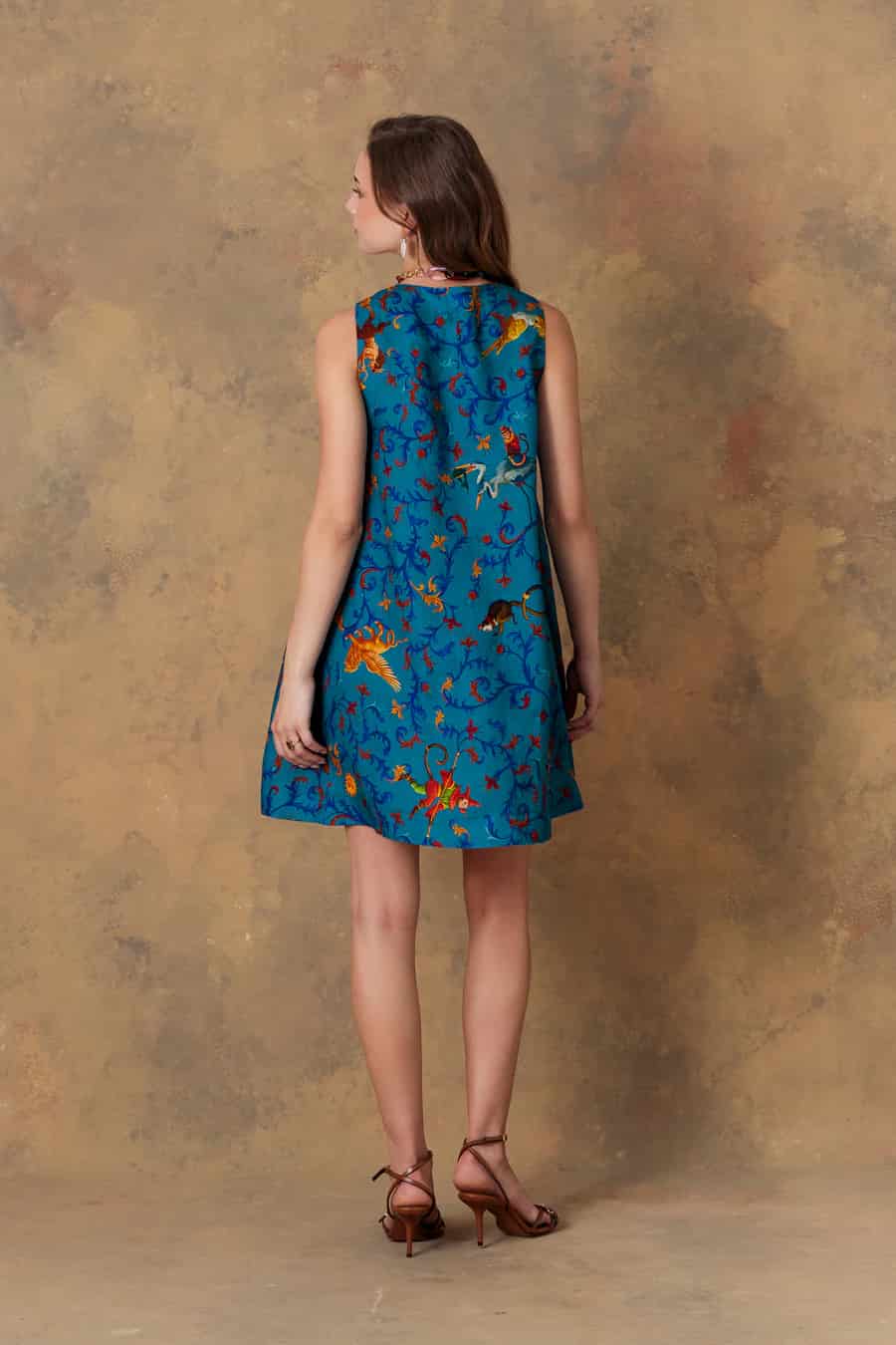 Women's dress linen delphos teal - miniatura 6