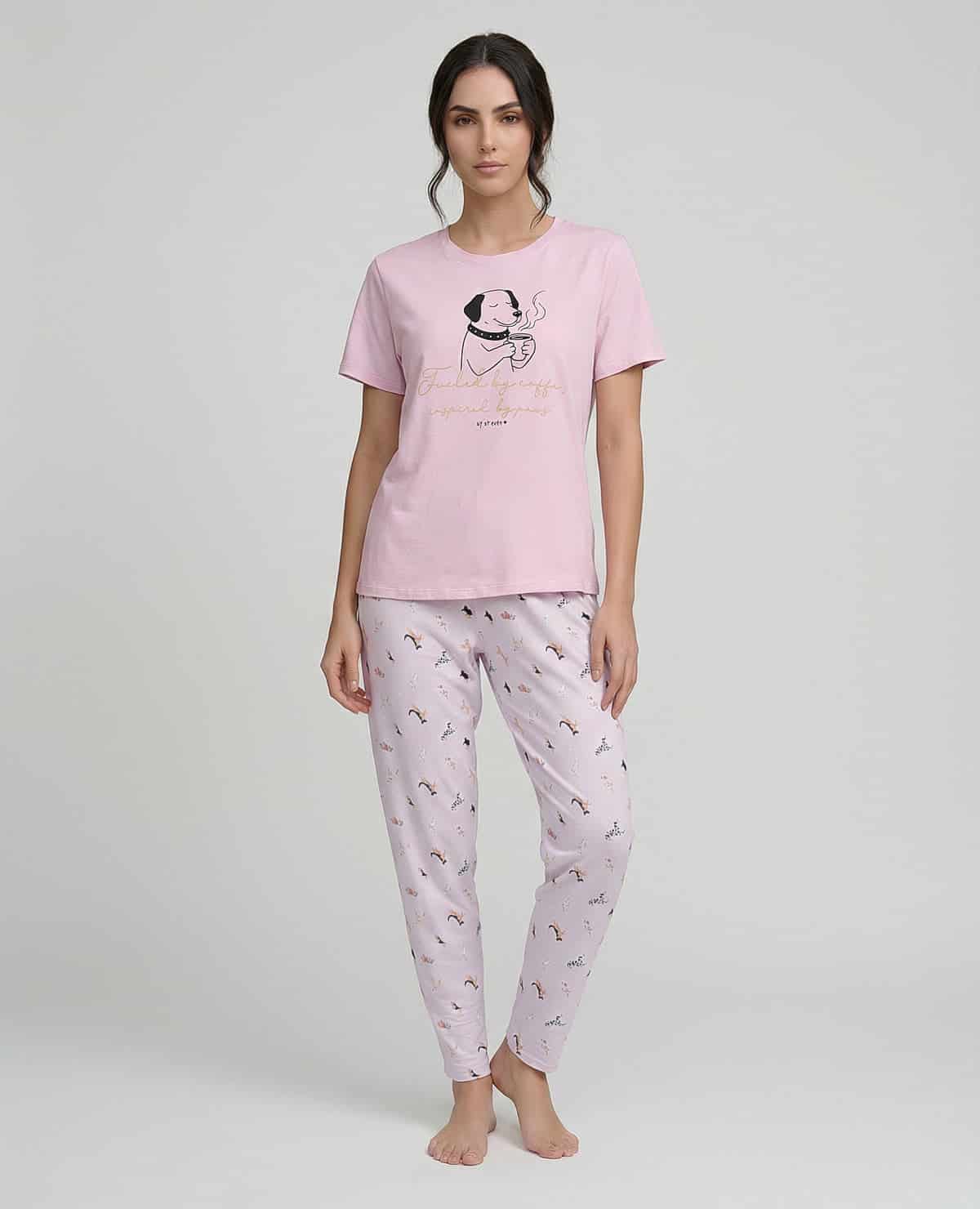 Pijama Pantalón Jogger con Camiseta Manga Corta para Mujer | St. Even - miniatura 1