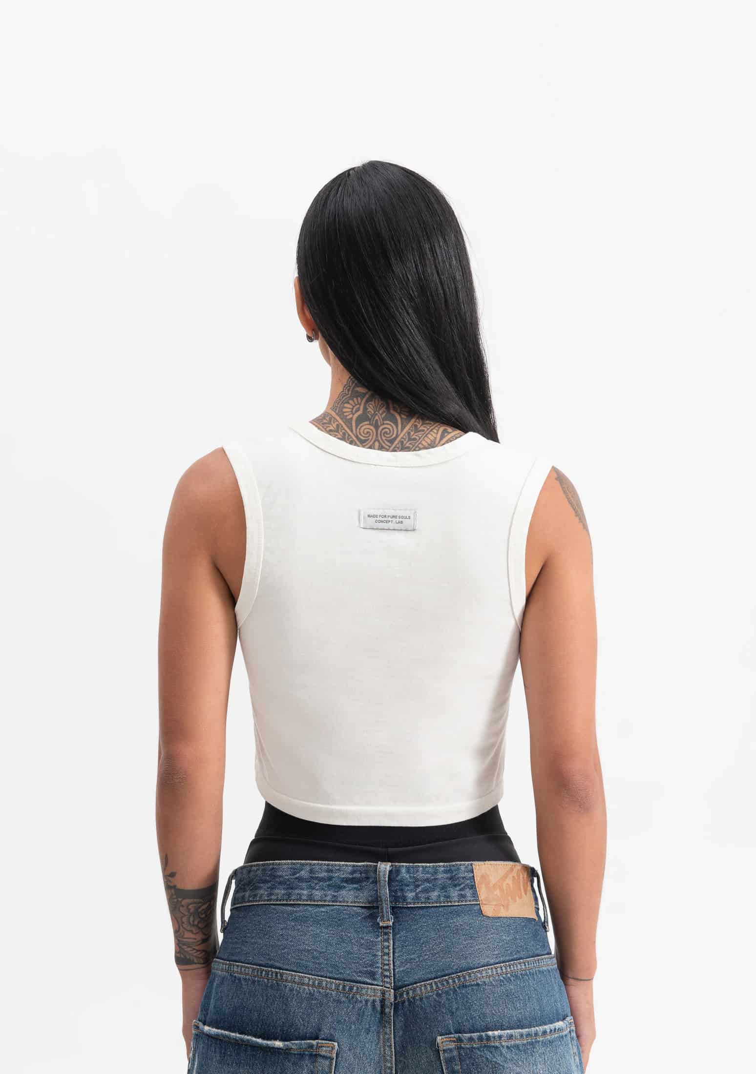 knockout white crop top - miniatura 3