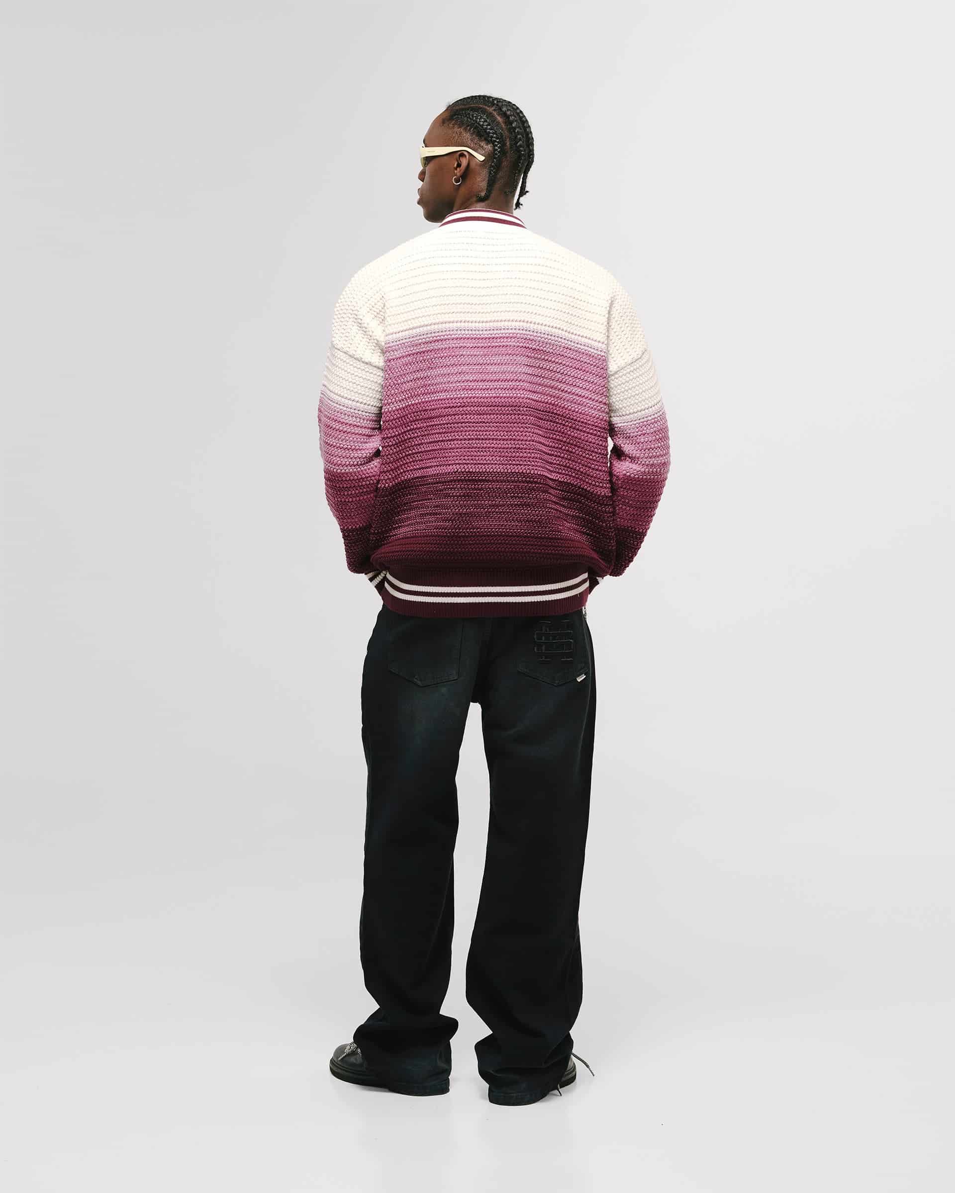 Zip Polo Gradient Knitwear - Burgundy y Crema - miniatura 3