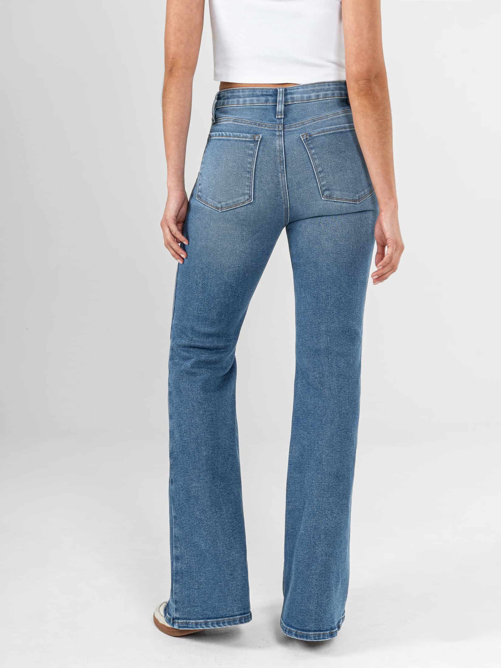 Ref: 066434 Jean flare stretch, bota ancha, tiro alto, tono azul medio - miniatura 2