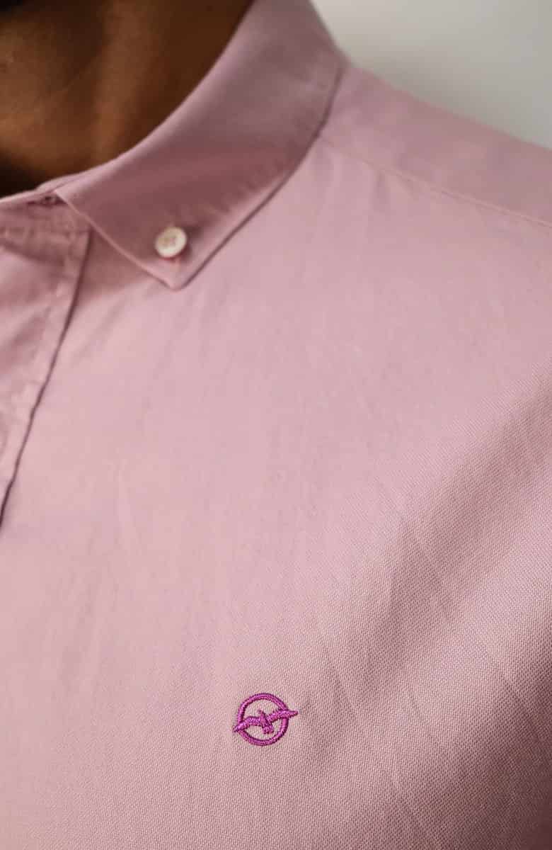 Camisa manga larga Oxford Rosa Claro para Hombre - miniatura 2