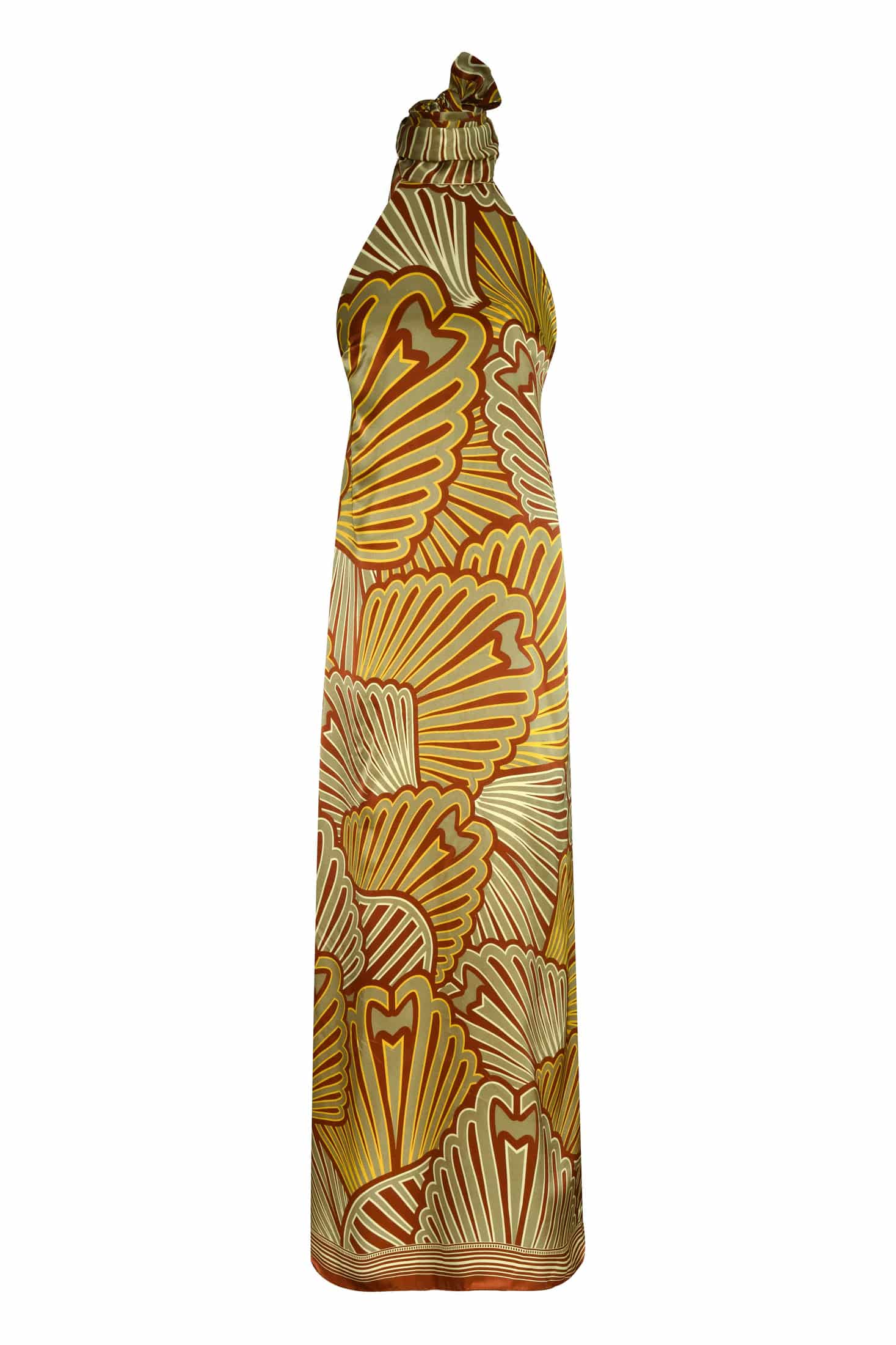 Costa Pacifica Satin Silk Midi Dress / Yellow Intricate Shells - miniatura 1