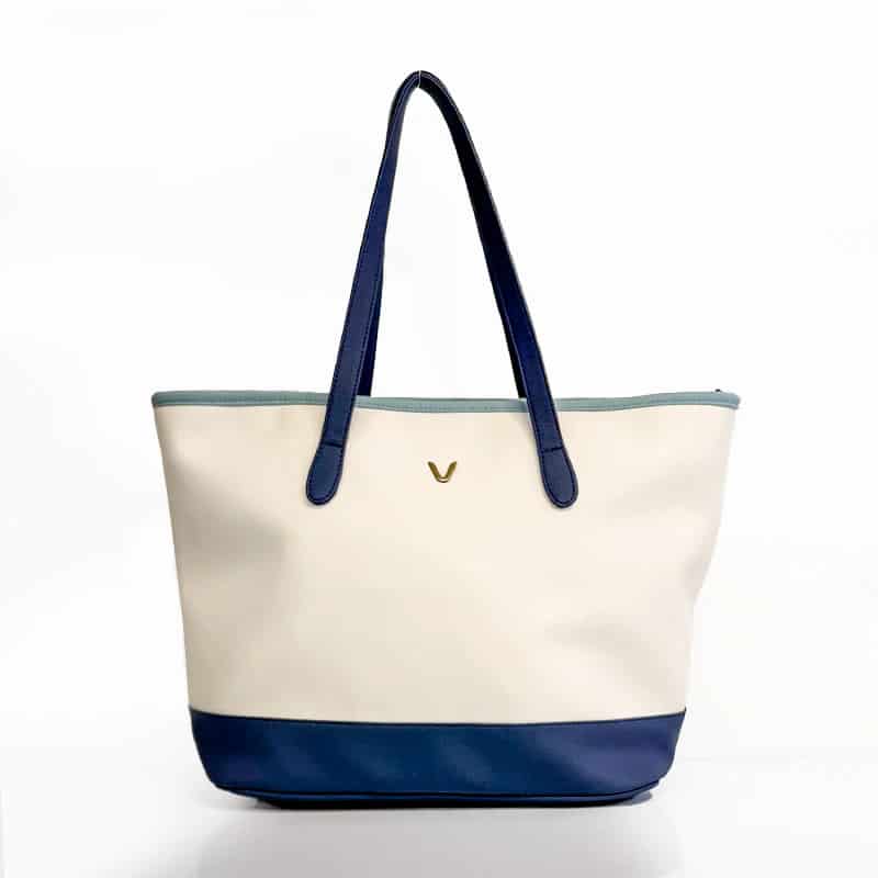 Cartera Boston Para Mujer Marfil con Azul Pop Of Colors - miniatura 1