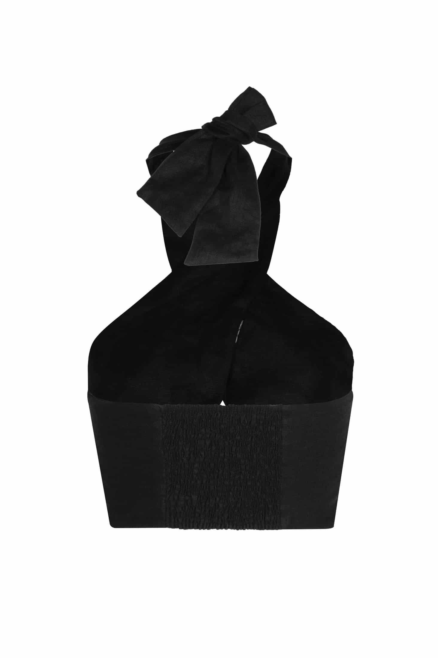 Emilia Embroidered Linen Top / Black - miniatura 3