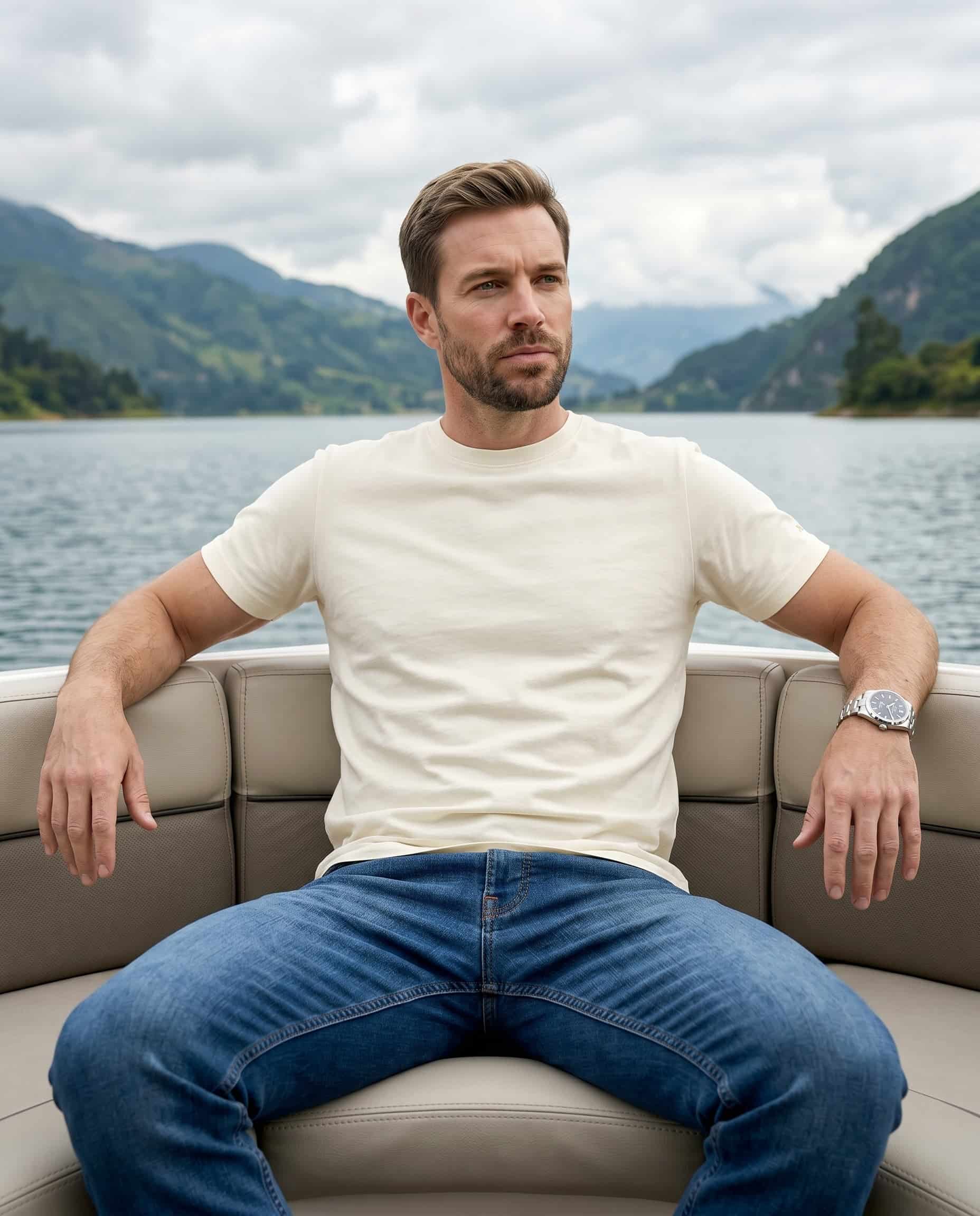 Set 3 Camisetas Slim Fit: Marfil + Gris Oscuro + Negro - miniatura 2