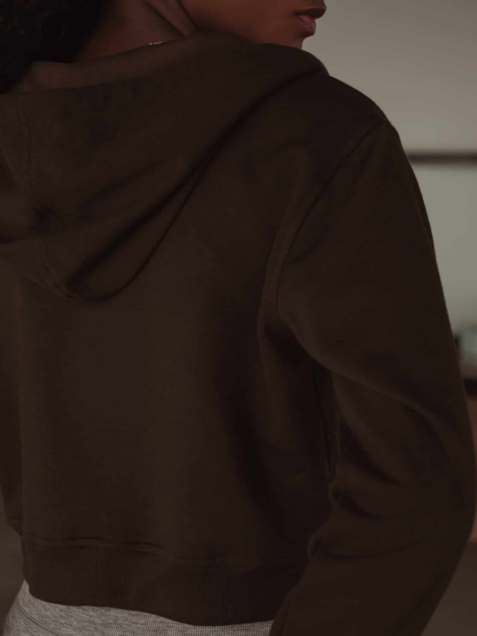 CROPPED ZIP HOODIE - DARK CHOCOLATE - miniatura 7