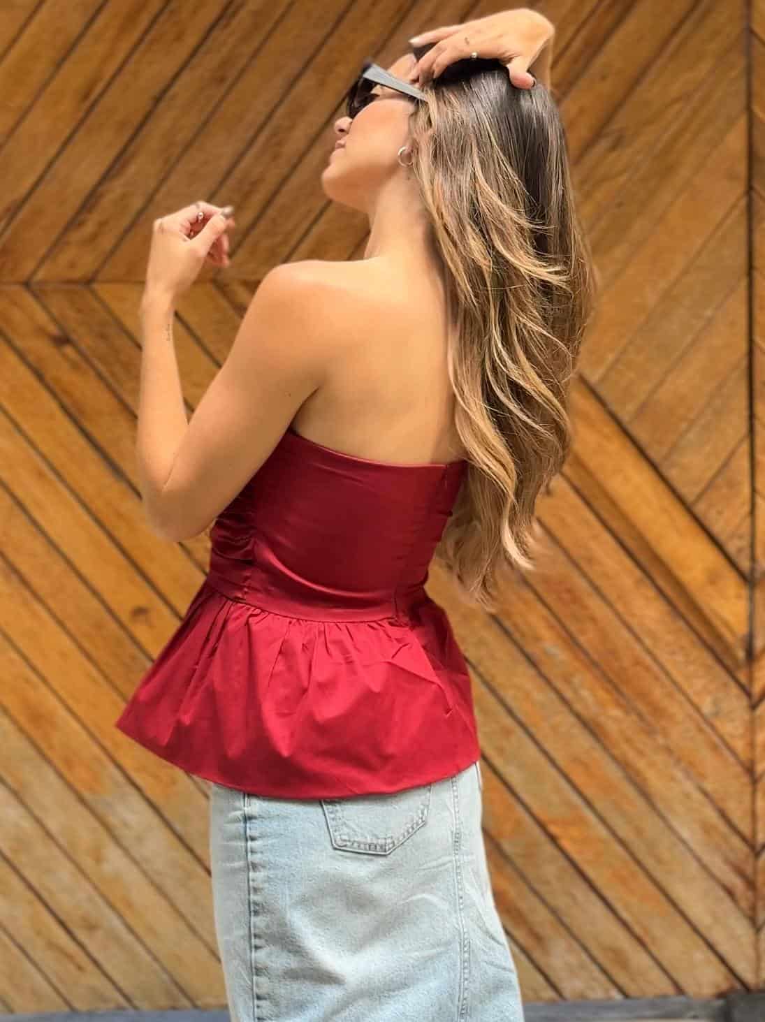 Mia Blouse In Wine - miniatura 2