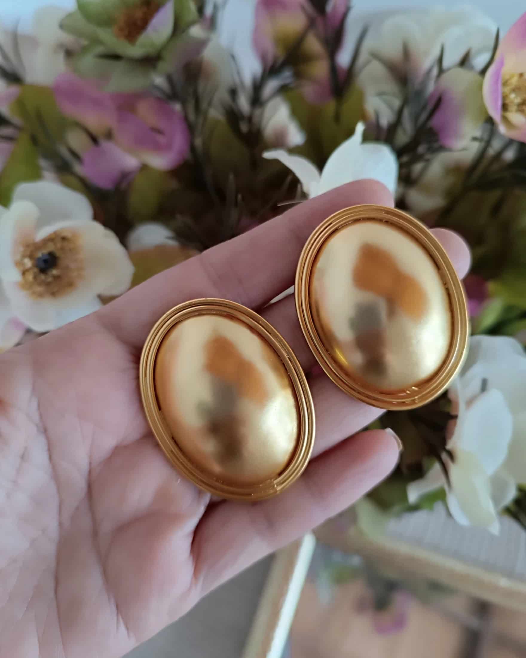 Aretes Topos ovalados doble hilo Dorado Mate - miniatura 3