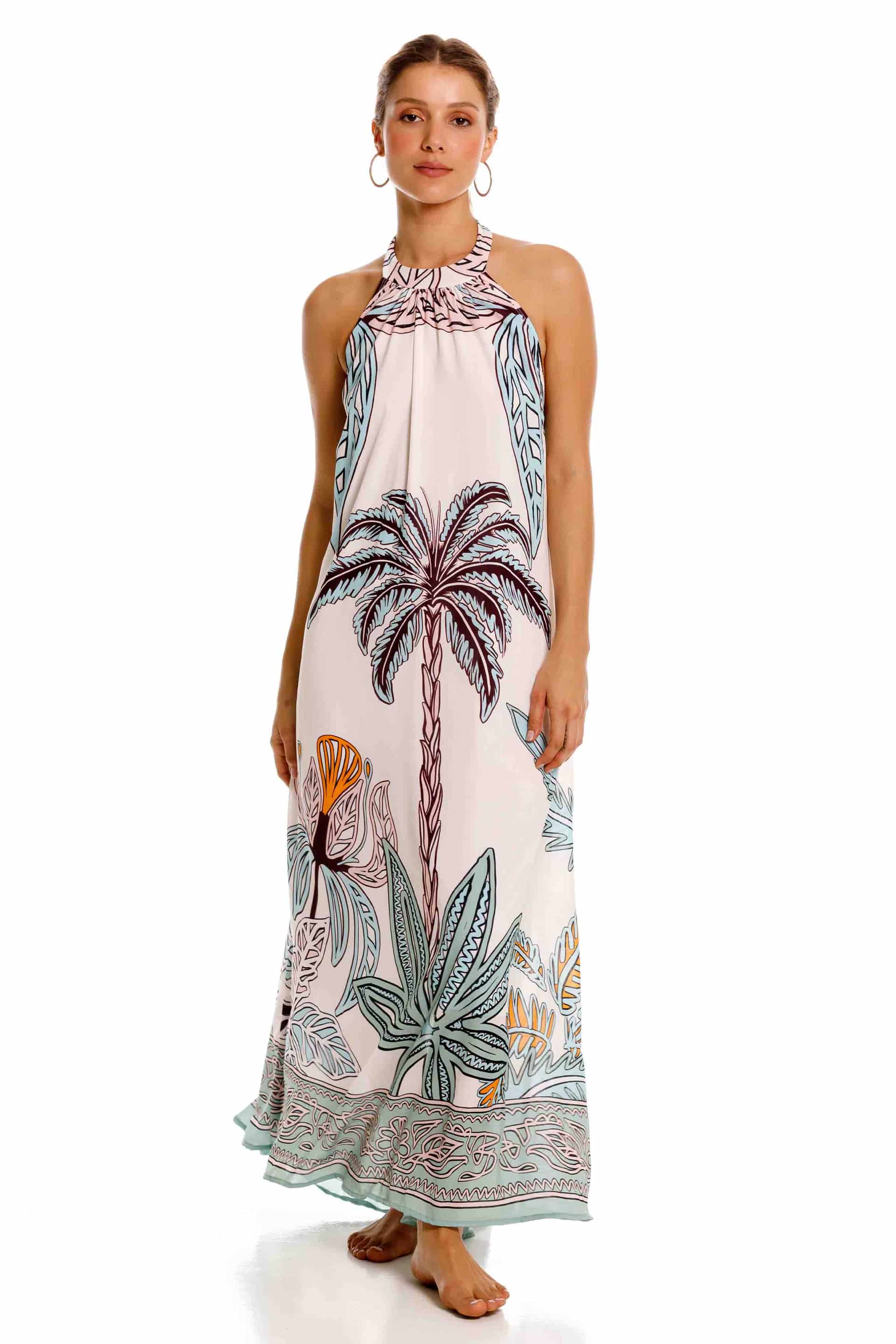 Vestido Largo Aries Maxipalms Beige - miniatura 1