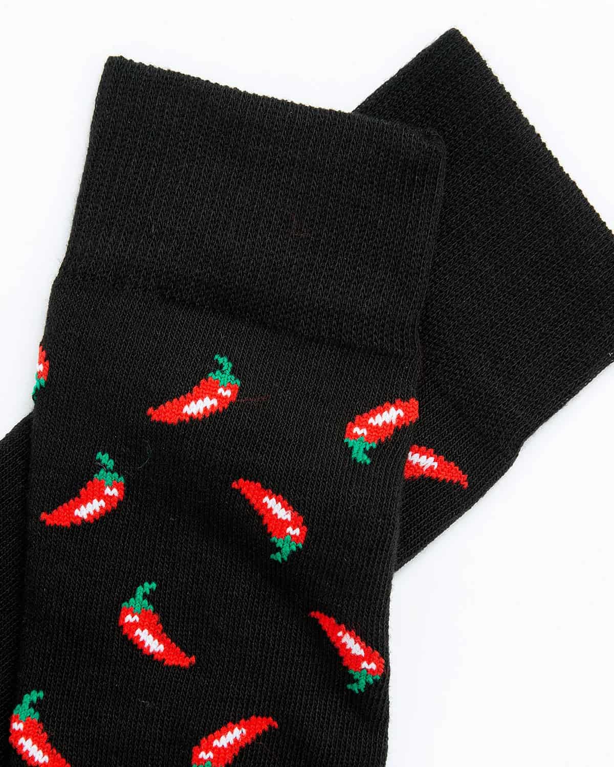 Medias Algodón Estampado Jalapeños - Fondo Negro - miniatura 3