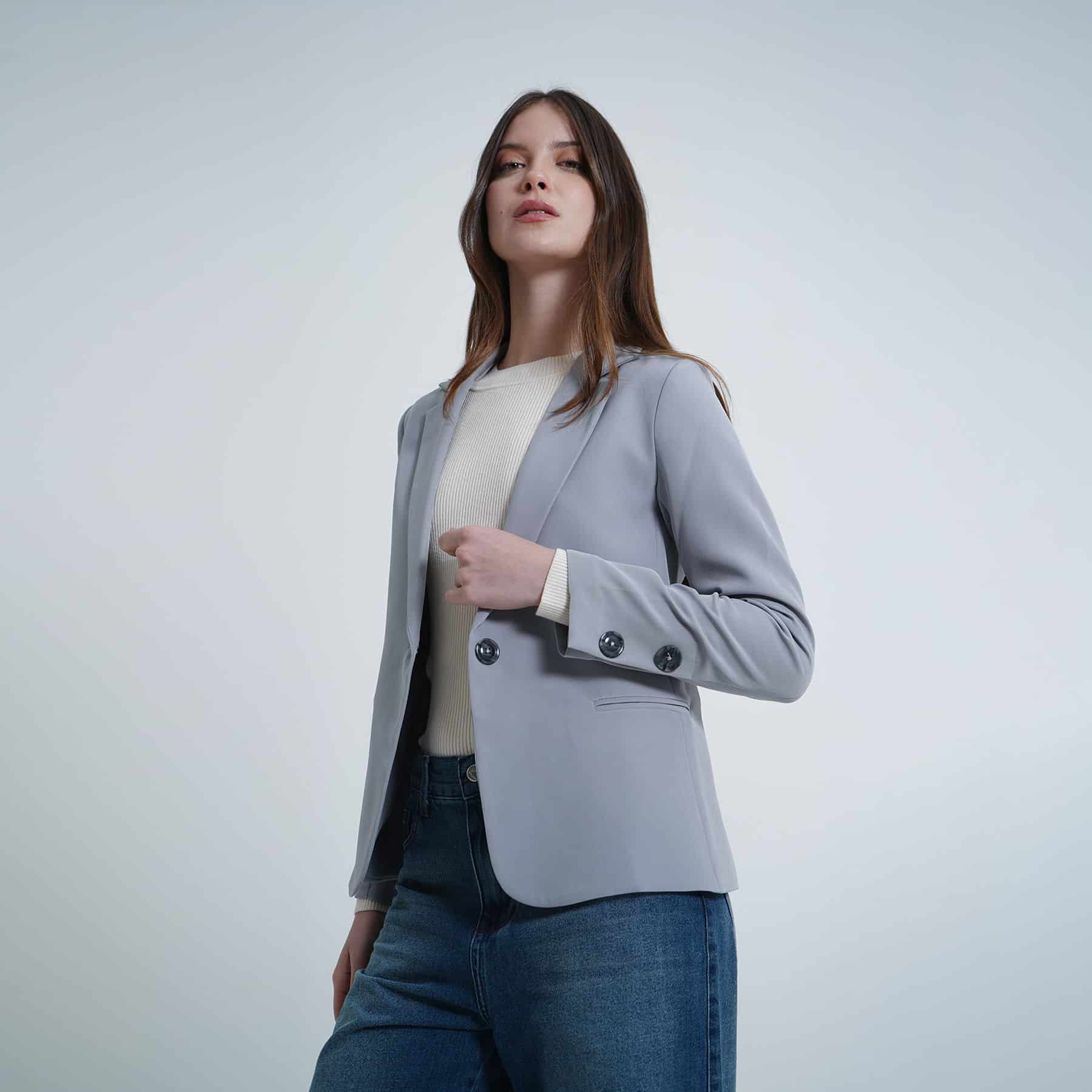 Chaqueta blazer básico con solapa y botones - miniatura 9