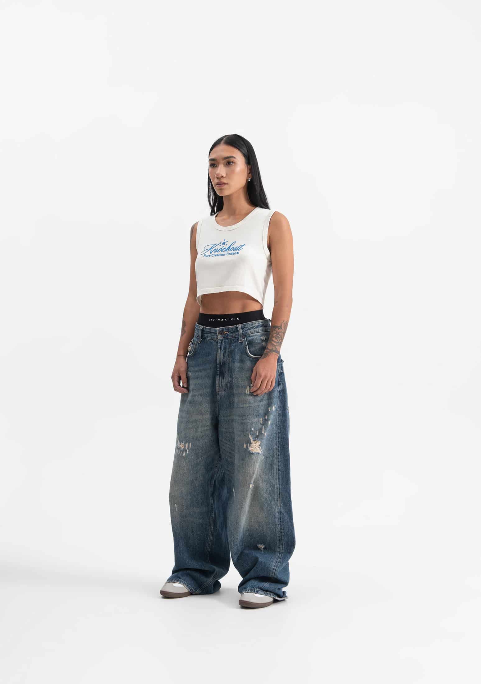 knockout white crop top - miniatura 5