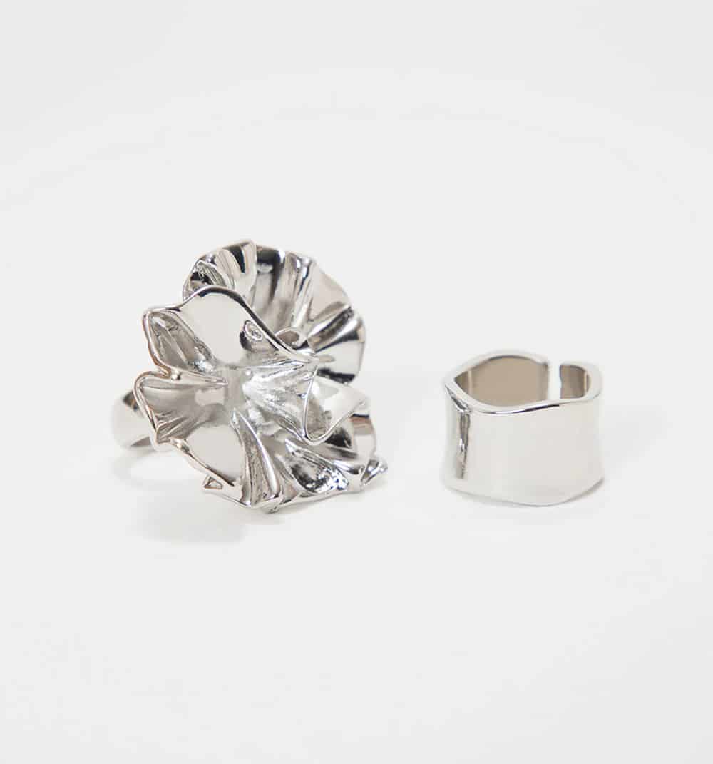 Anillo maxi flor y argolla set x2 - miniatura 2