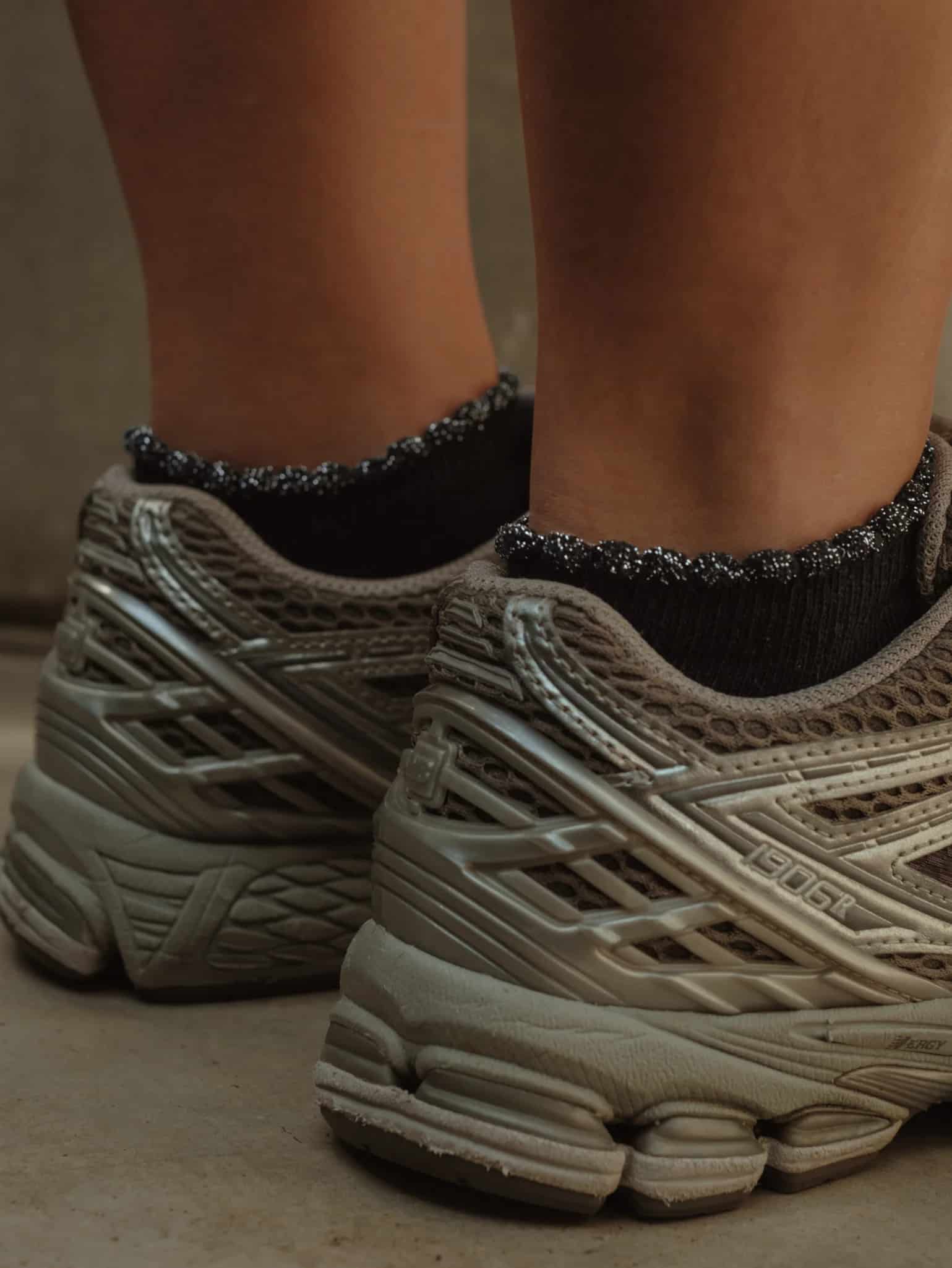 WAVE ANKLE SOCKS - SHINY GRAY - miniatura 4