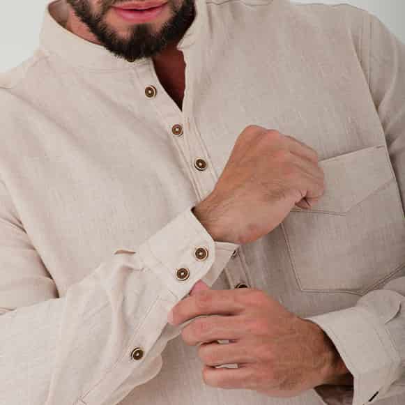 CAMISA ML 100% LINO CUELLO NERU HOMBRE - miniatura 5