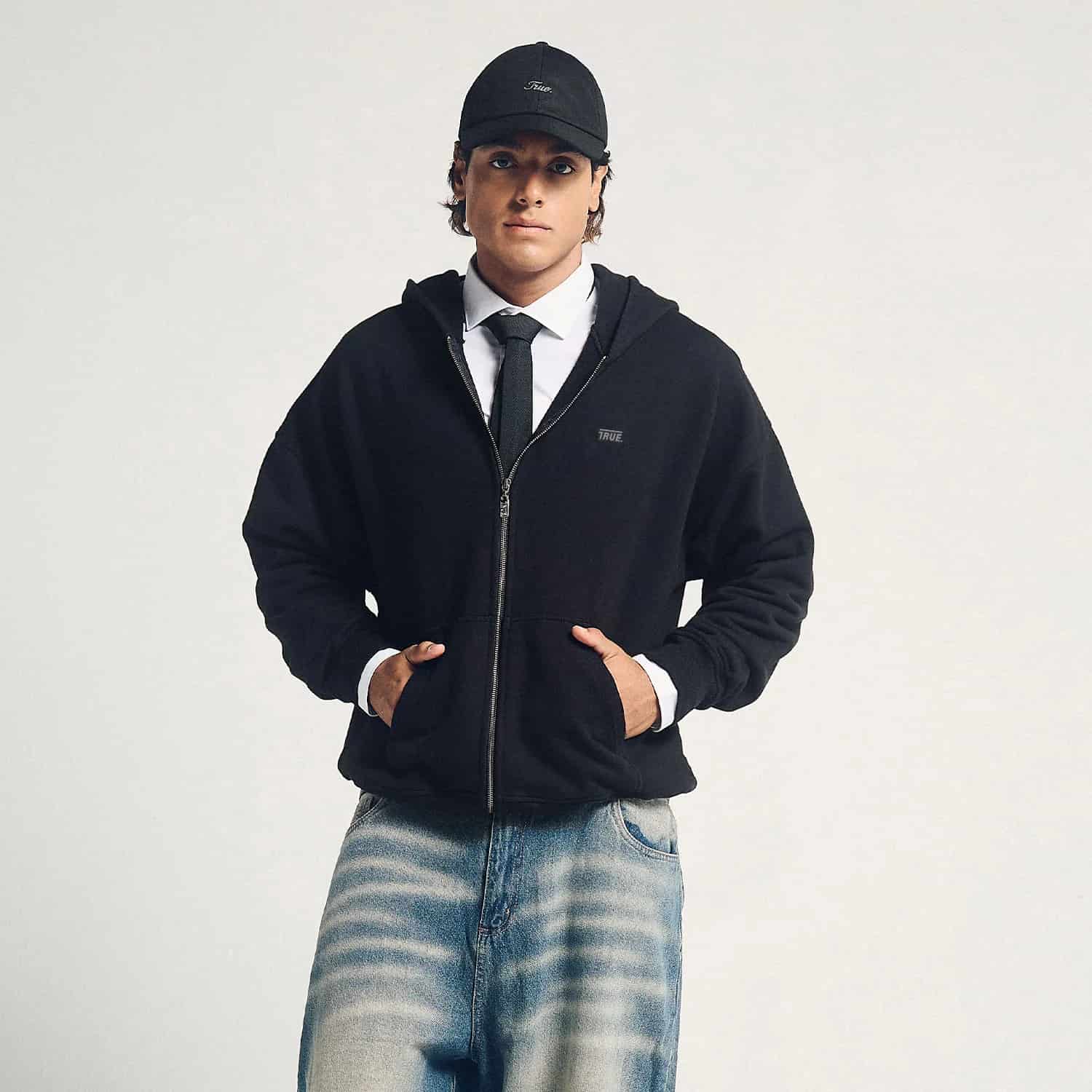 Classic Zipper Hoodie - Black - miniatura 13