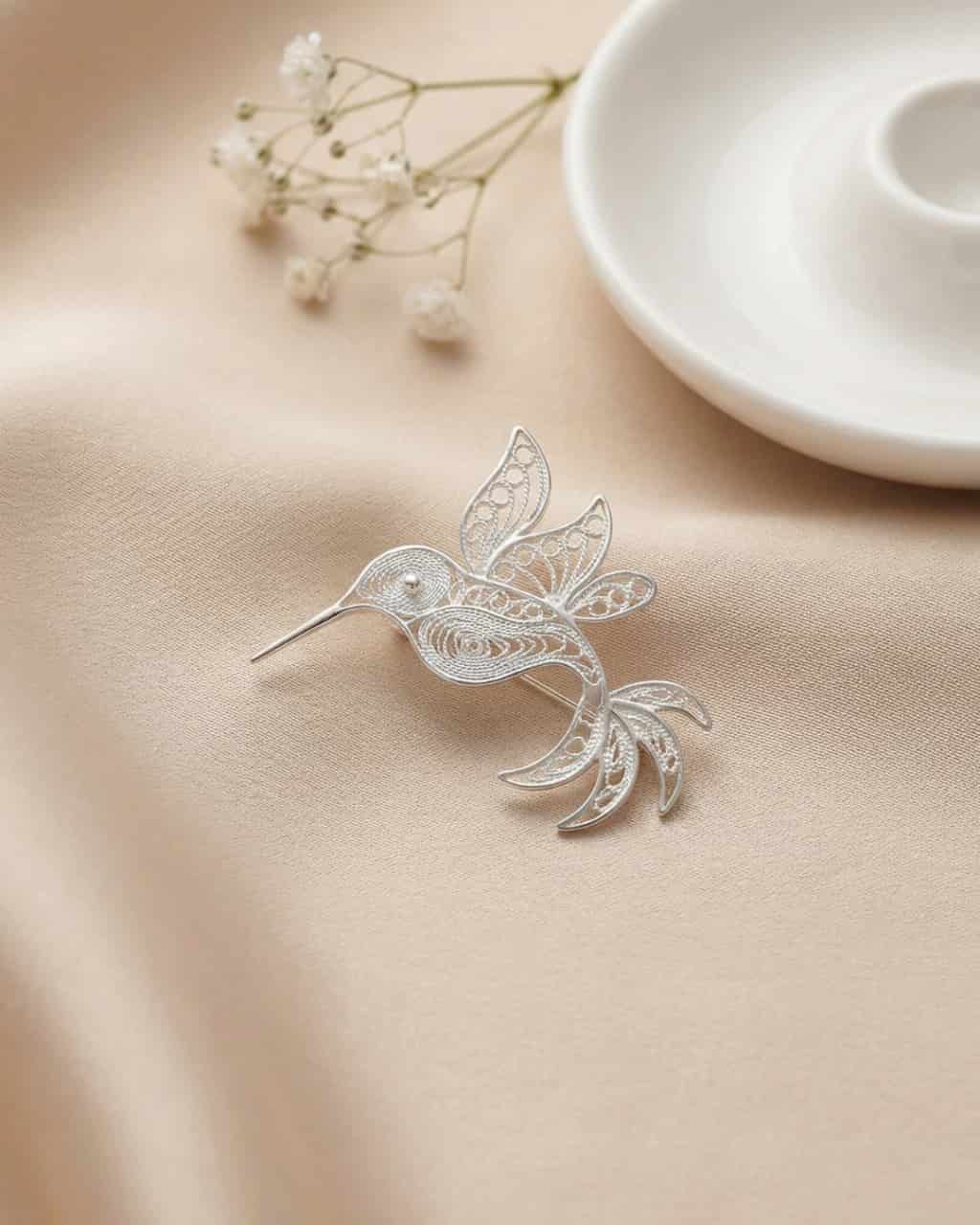Prendedor Colibri Plata ley 950 Filigrana - miniatura 2