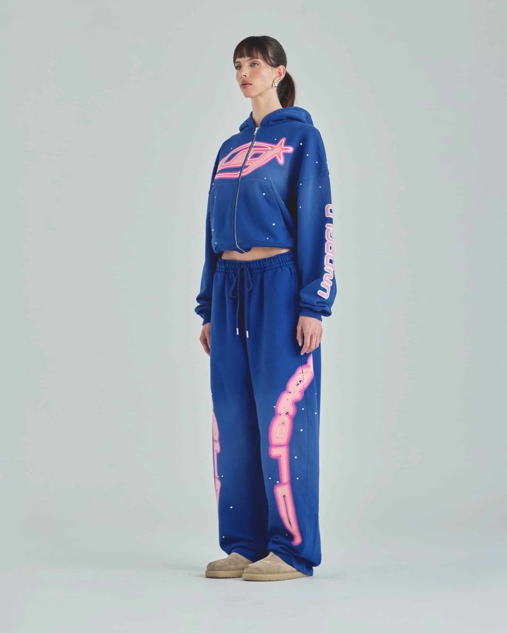 W Act 1 Neon Zip Up Boxy Fit Hoodie Electric Blue - miniatura 5