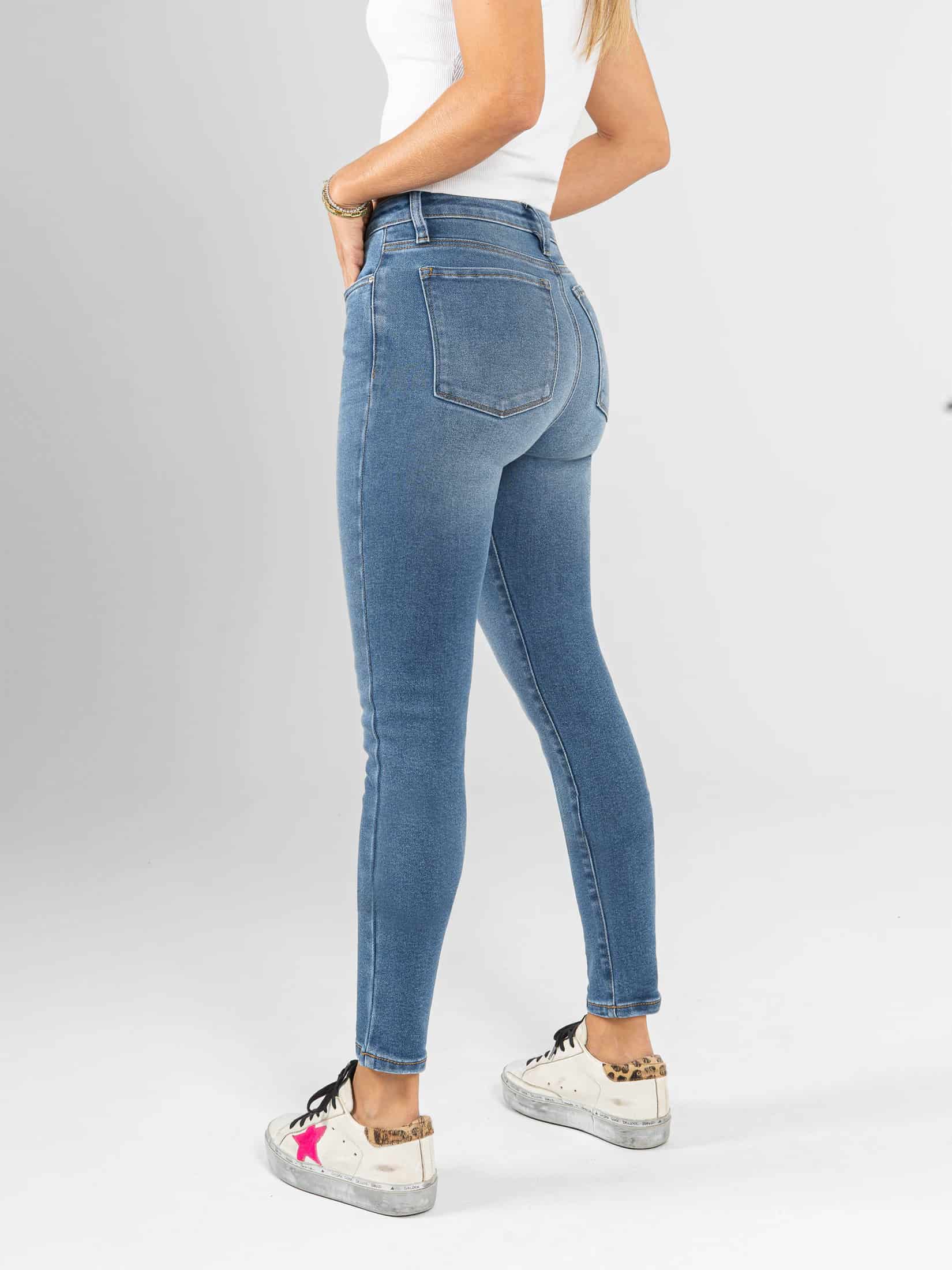 Ref: 066351 Jean Skinny stretch, tiro alto, tono azul medio. - miniatura 2