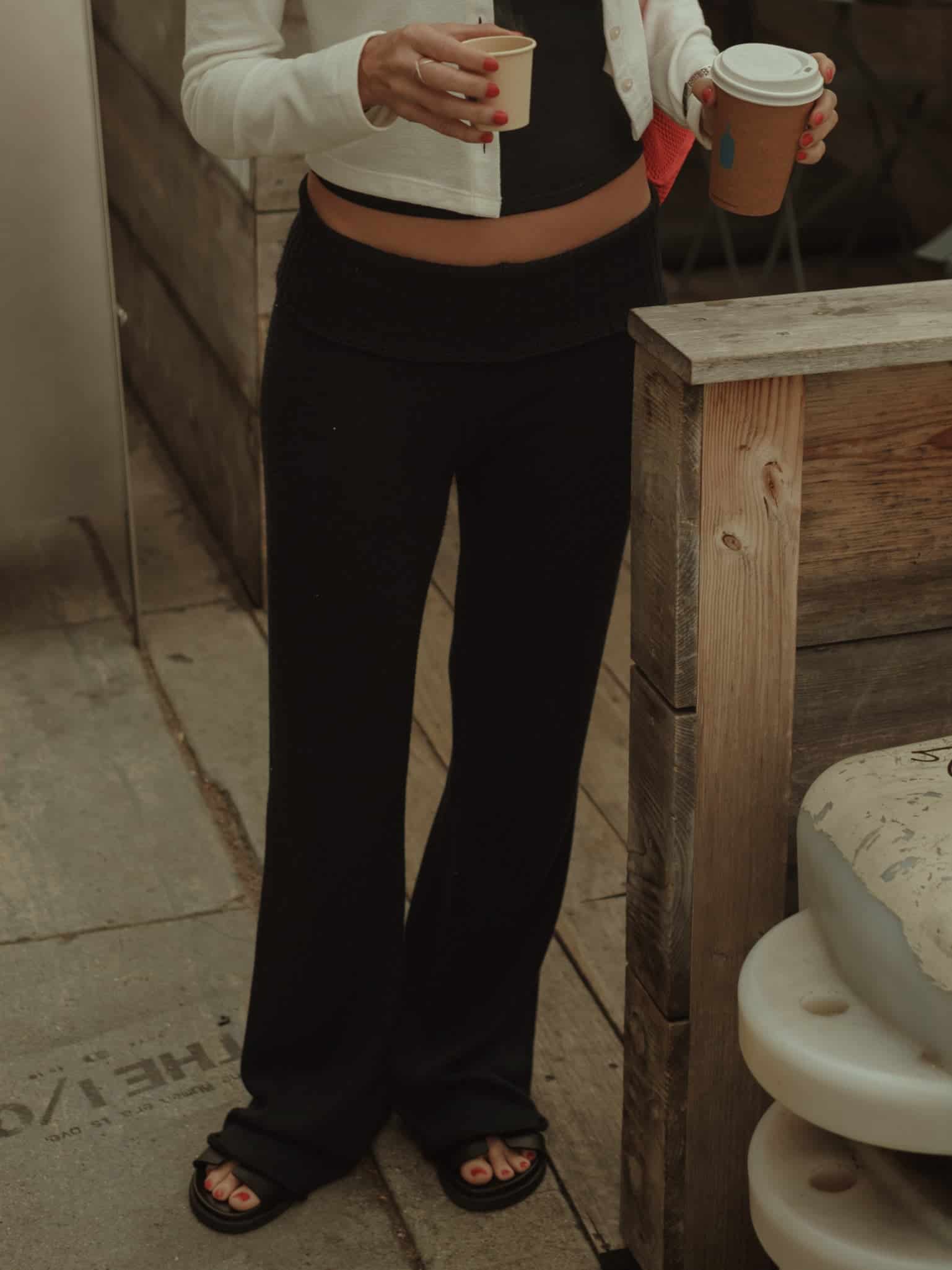 KNIT FLARE PANT - BLACK - miniatura 13