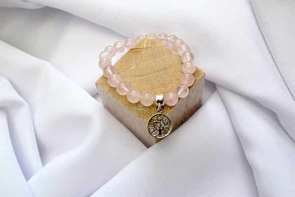Pulsera Cuarzo Rosa dije árbol de la vida mini - miniatura 3