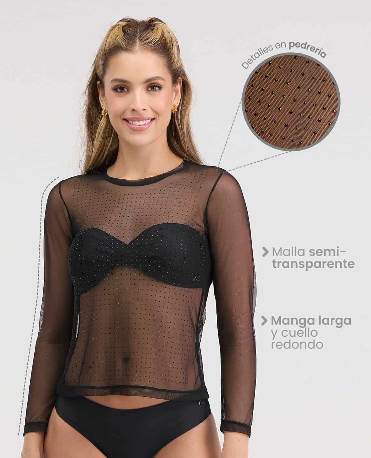 Camibuso | Semi transparente | Detalles en Pedrería - miniatura 2