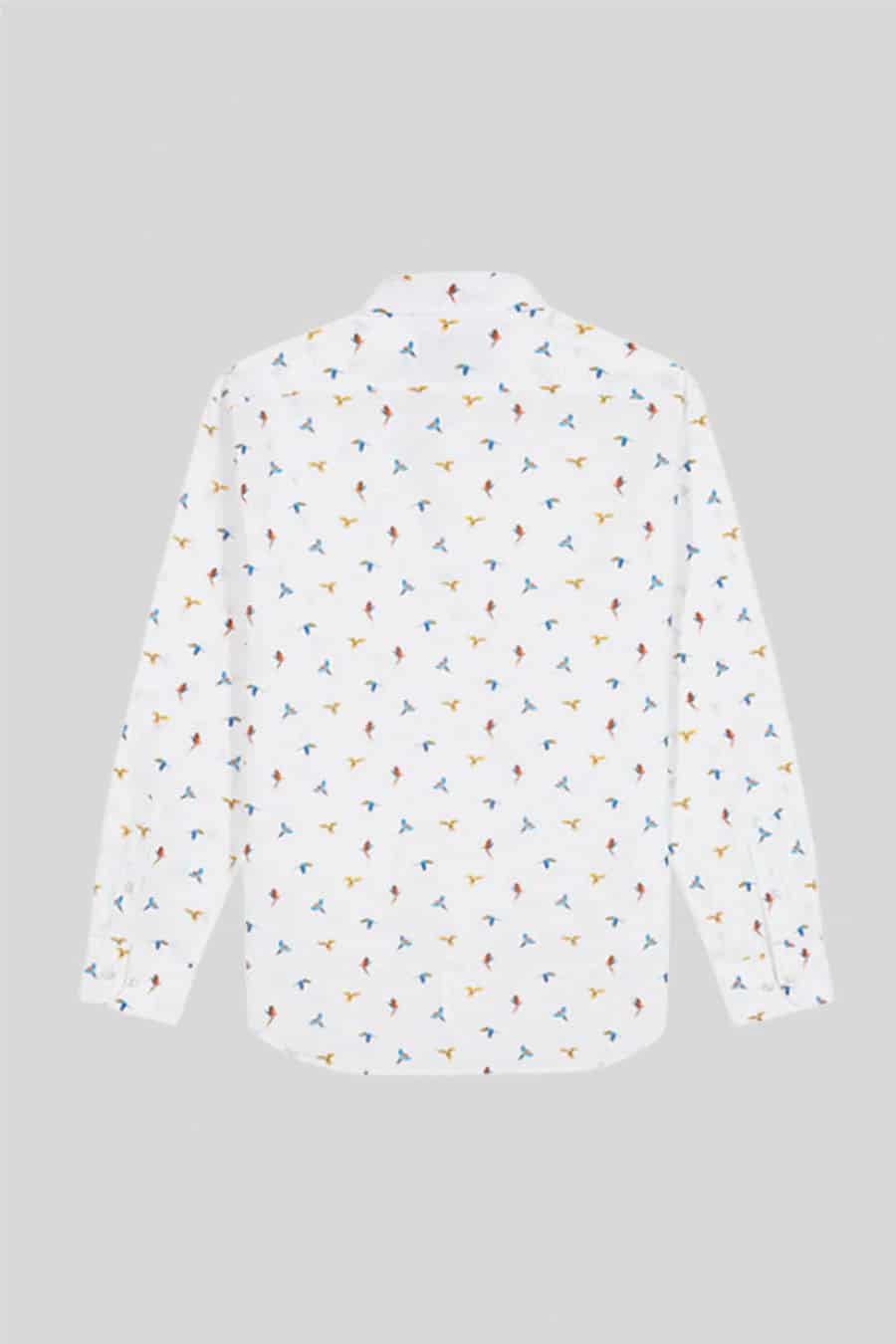 Men's cotton shirt white small macaws - miniatura 2