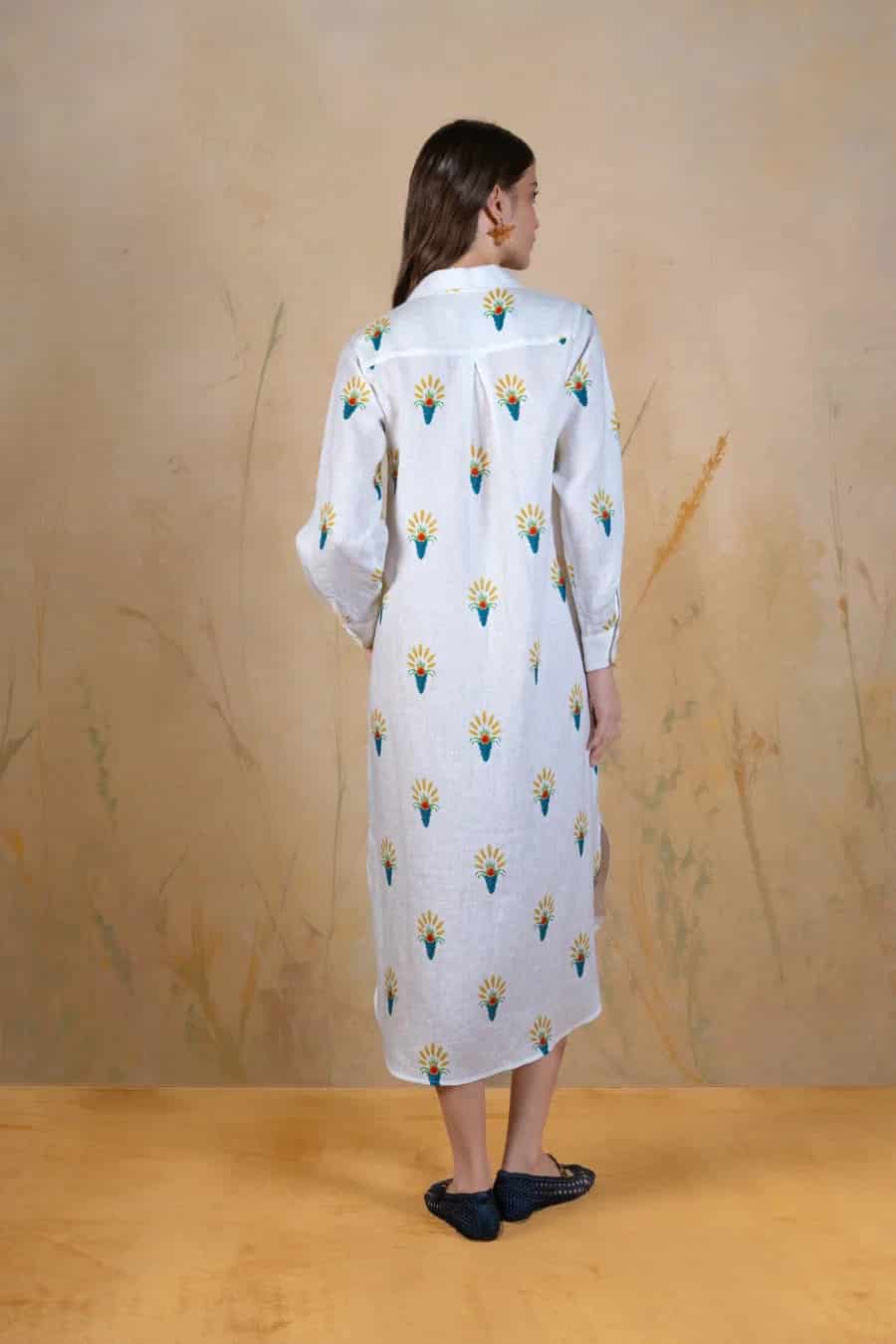Women's Ortus linen shirt dress white - miniatura 3