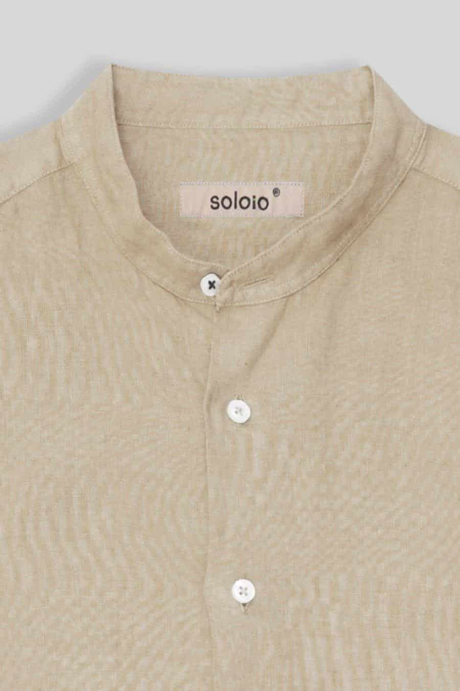 men’s linen shirt mao beige basic - miniatura 4