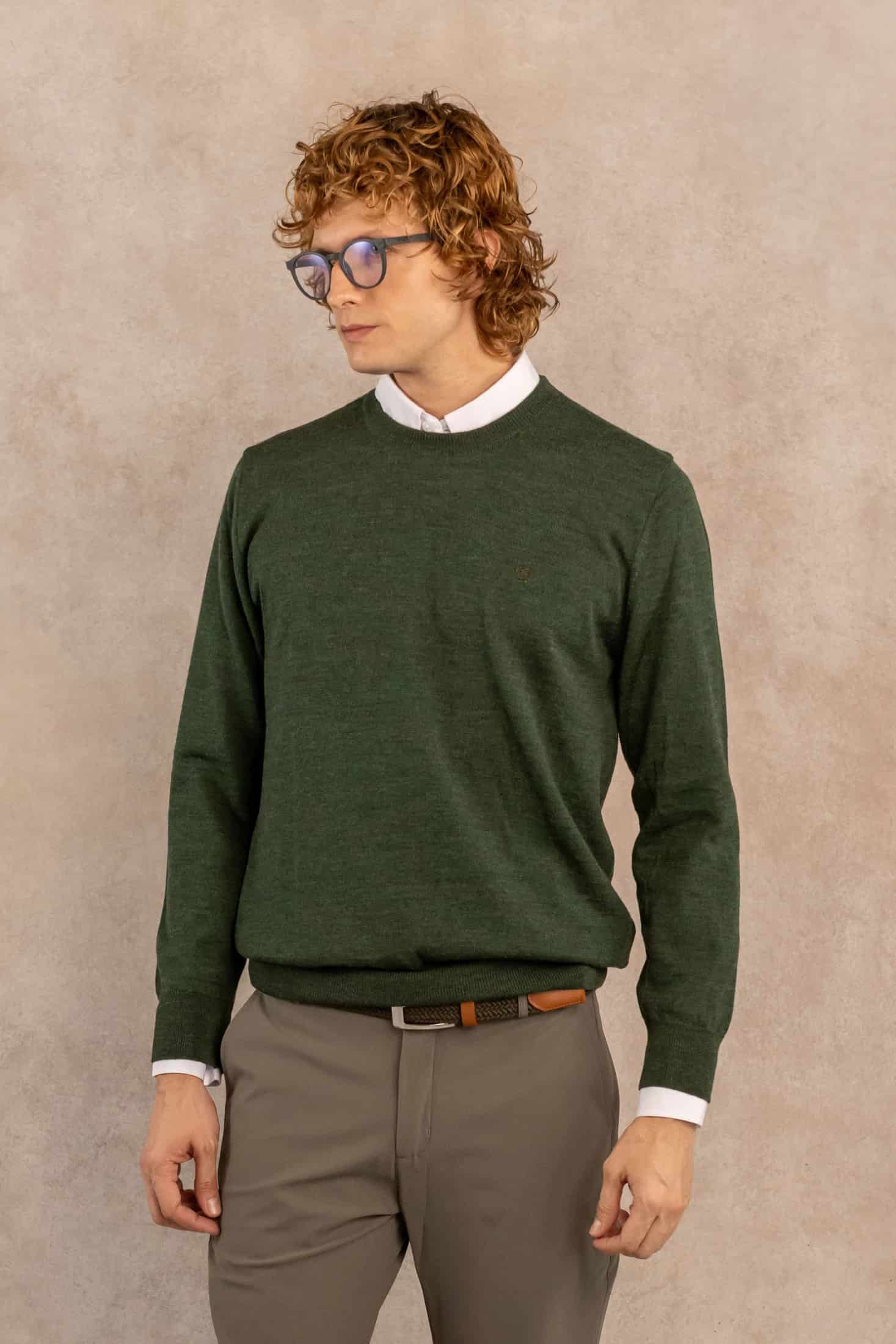 Sueter Merino Antiarrugas Verde Militar - miniatura 1