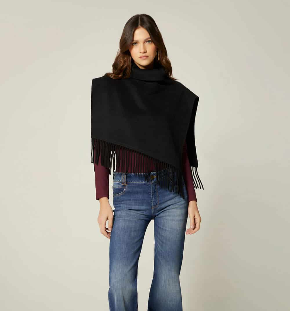 Poncho corto con flecos - miniatura 3