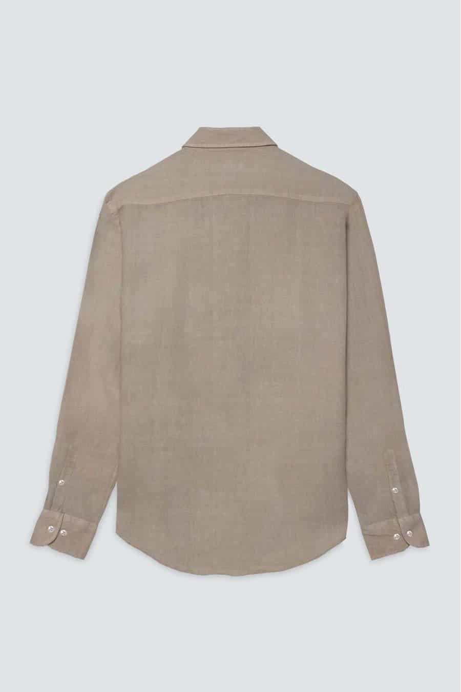 men’s linen shirt dark beige - miniatura 2