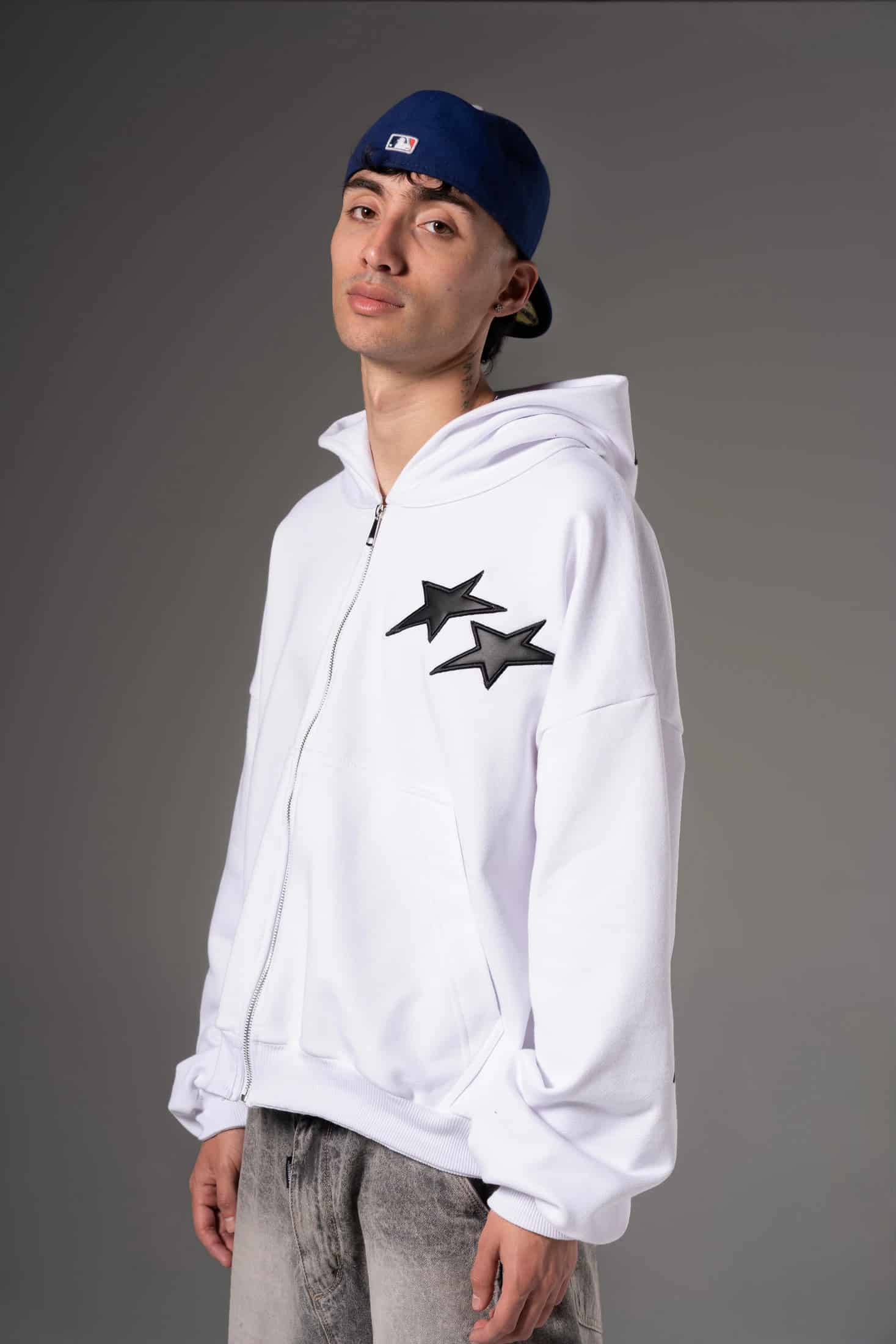 Double Zip Hoodie Boxy fit estrellas negras - miniatura 5