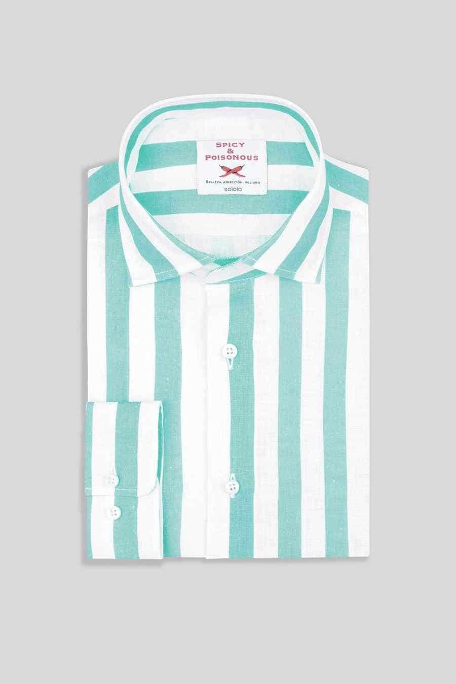 Men's linen shirt sky striped - miniatura 6