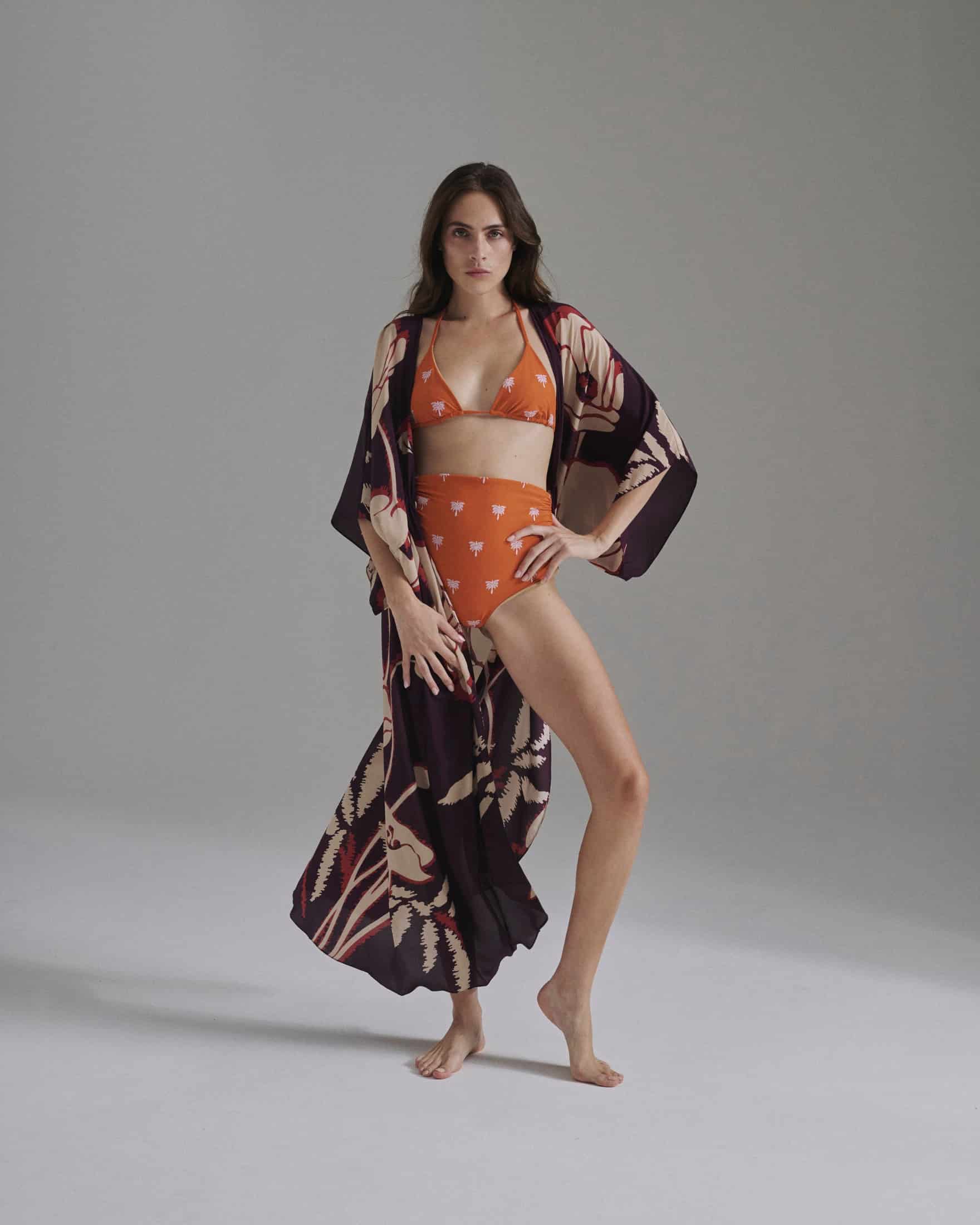 Victoria Embroidered Bottom / Orange Lilac Polka Palms - miniatura 3