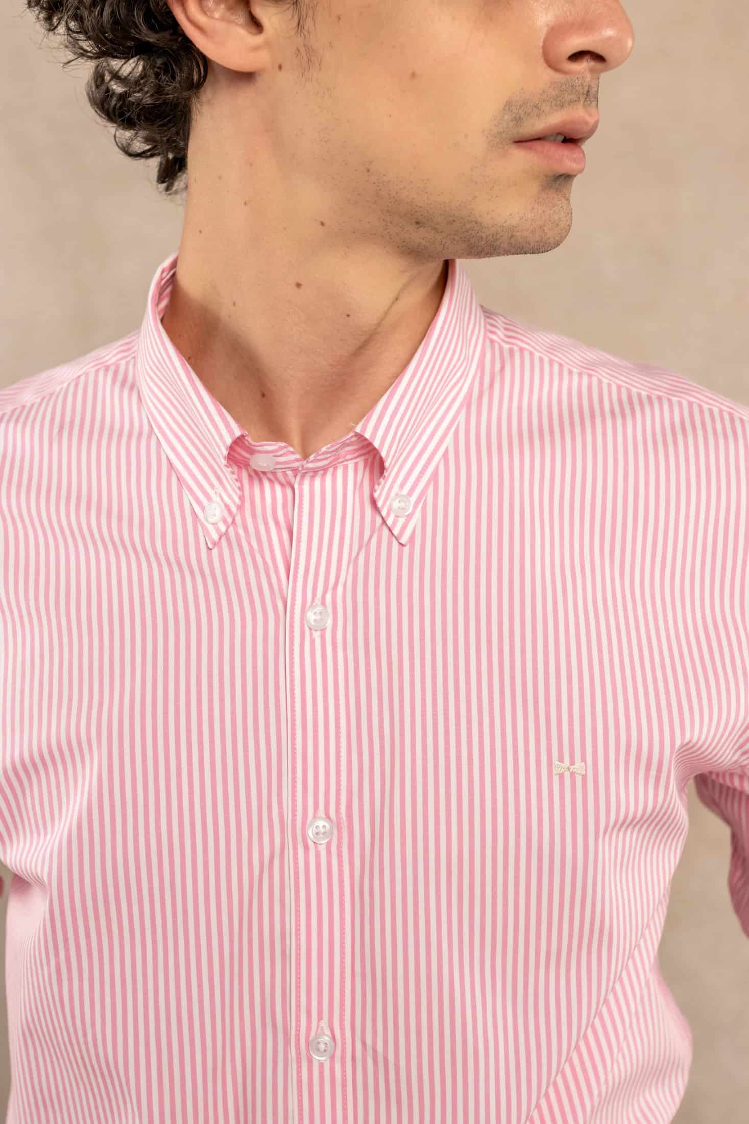 Camisa Antimanchas Popelina Rayas Rosadas Logo Combinado - miniatura 4
