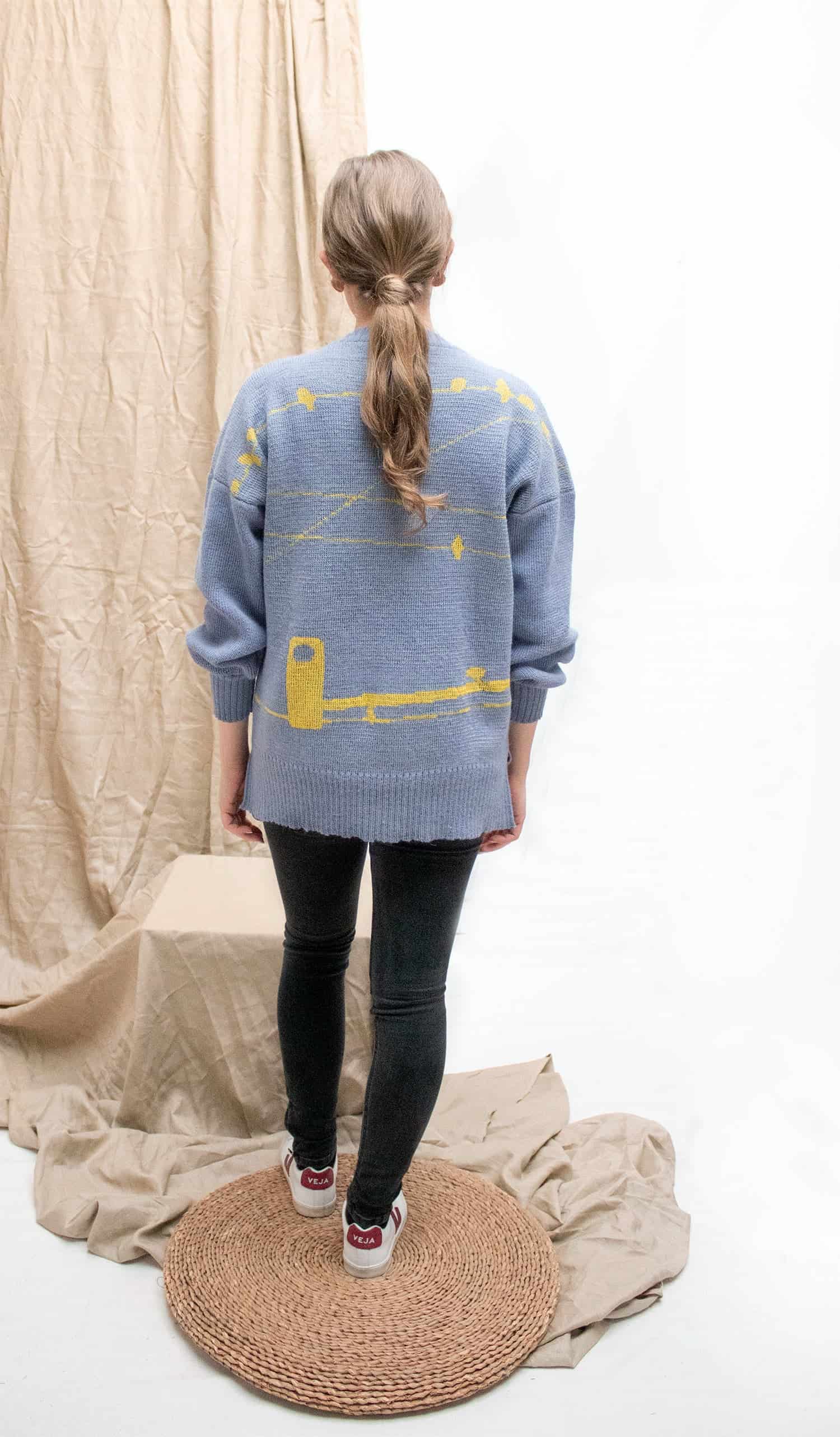 Suéter Pajaritos Alpaca - celeste y amarillo - miniatura 3