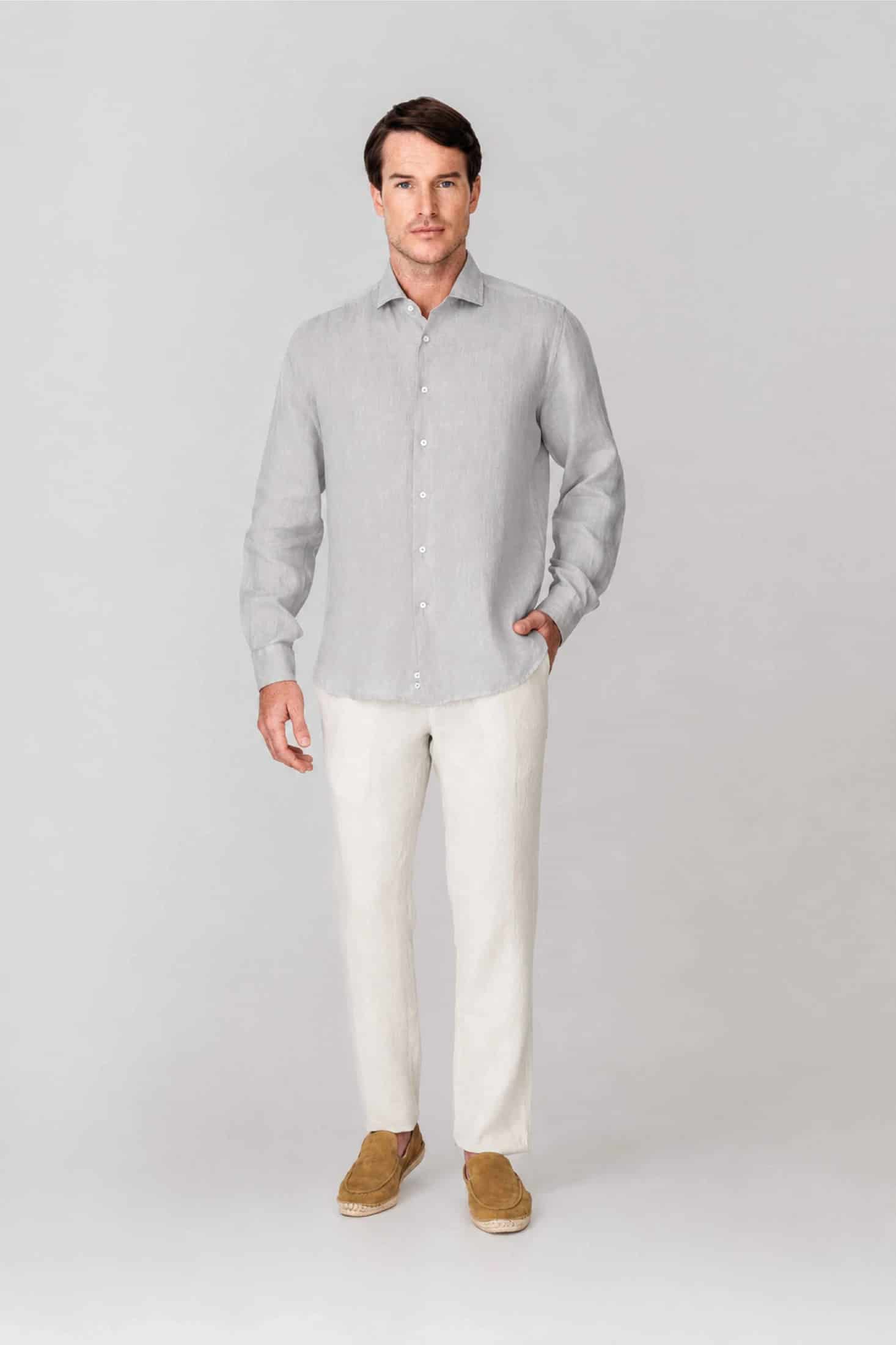 Men's linen shirt icy gray - miniatura 4