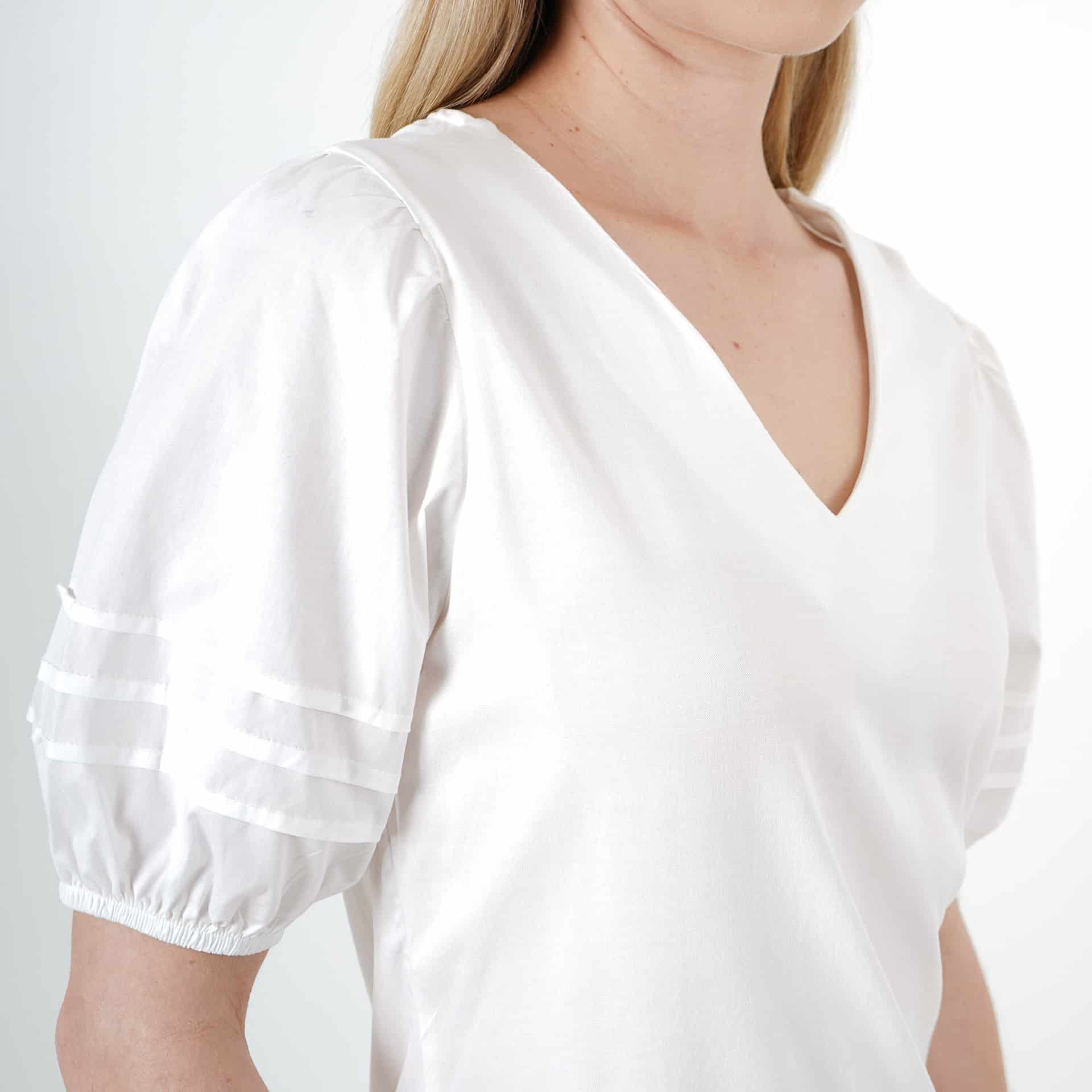 Blusa Cuello V Manga Corta Globo - miniatura 10