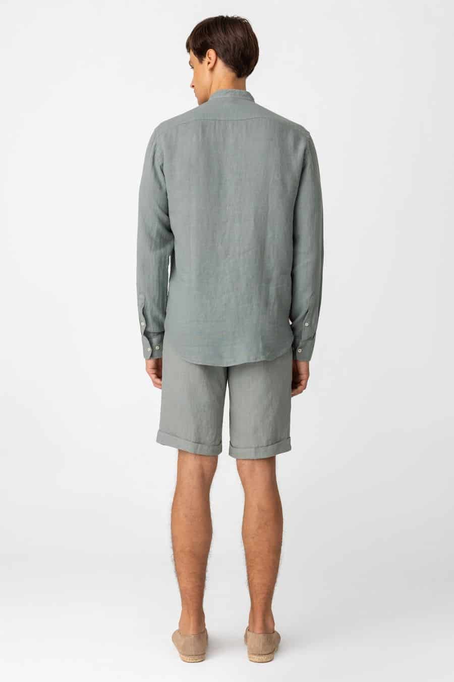 Men's linen shirt mao gray basic - miniatura 2