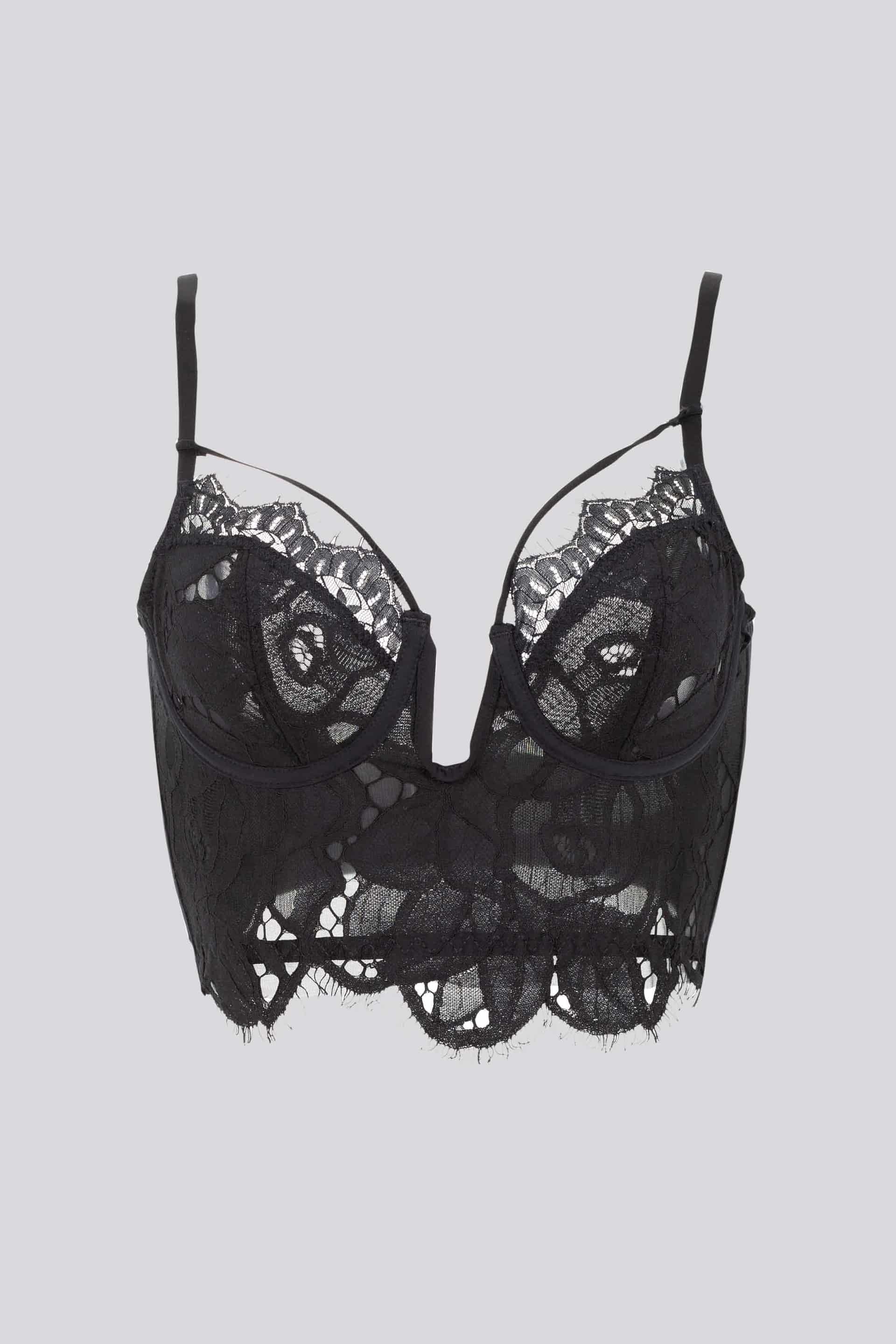BRASIER CON ARO MEDIA COPA ELLIPSE ENCAJE ALGODÓN NEGRO - miniatura 2